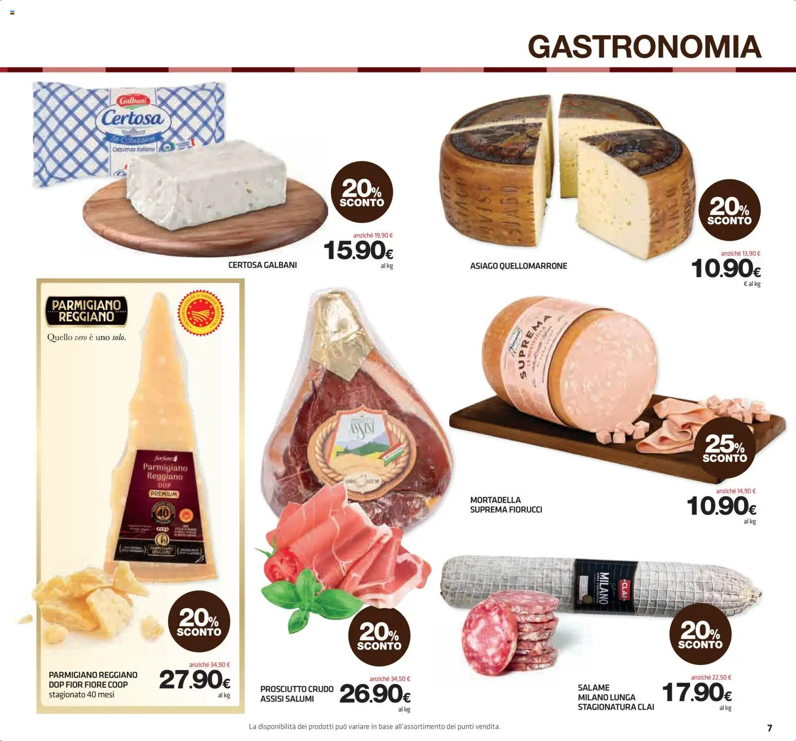 Volantino Superconti del 08/10/2026 | Pagina: 7 | Prodotti: Prosciutto Crudo, Salame, Mortadella, Parmigiano
