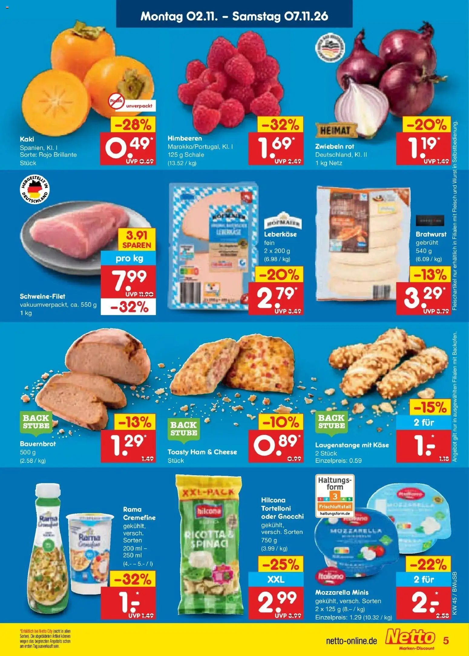 Netto Marken-Discount Prospekt Bielefeld (ab 02.11.2026) » Angebote | Seite: 7 | Produkte: Gnocchi, Rama, Mozzarella, Fleisch