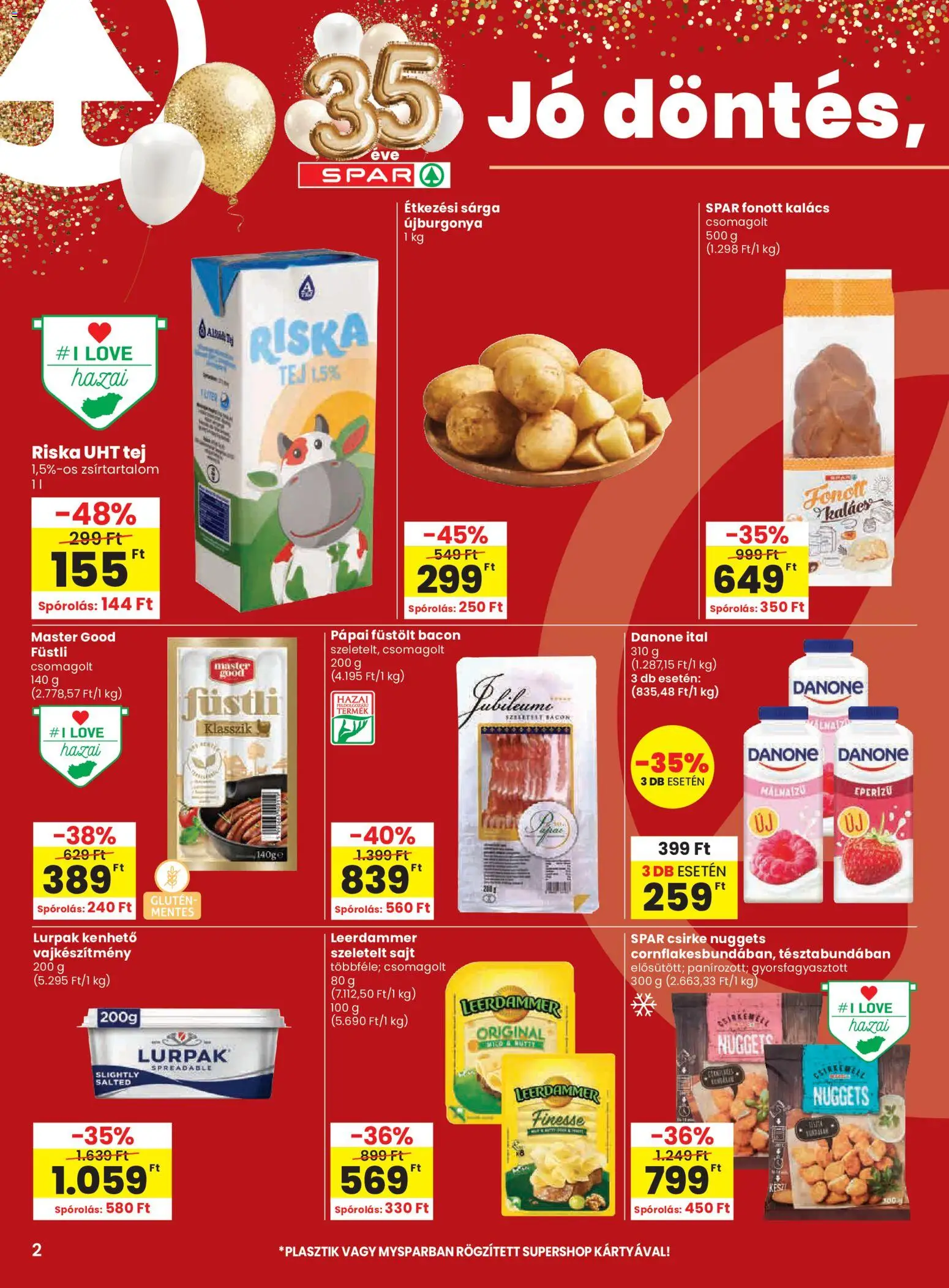 Spar akciós ujság - amely érvényes a következő dátumtól: 2026.07.23. | Oldal: 2 | Termékek: Bacon, Tej, Sajt, Szeletelt sajt