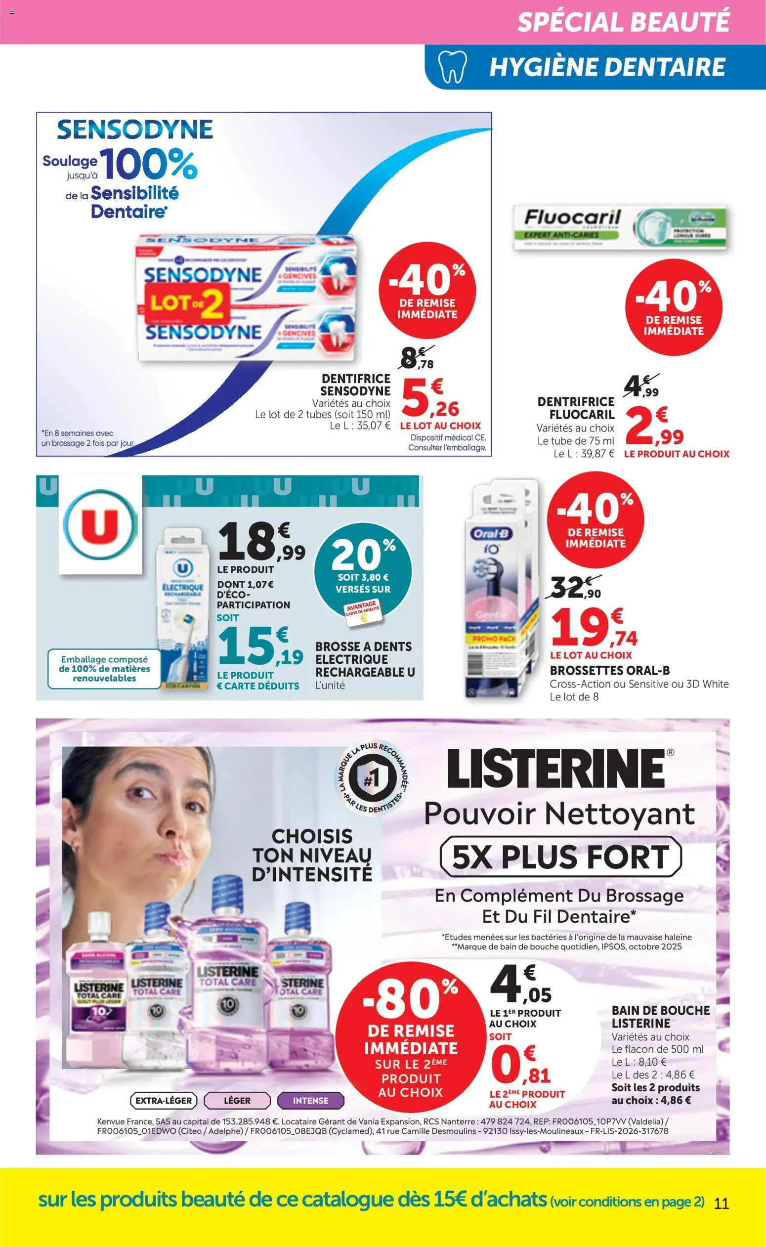 {H1} | Page: 11 | Produits: Listerine, Brosse à dents, Bain de bouche, Hygiène