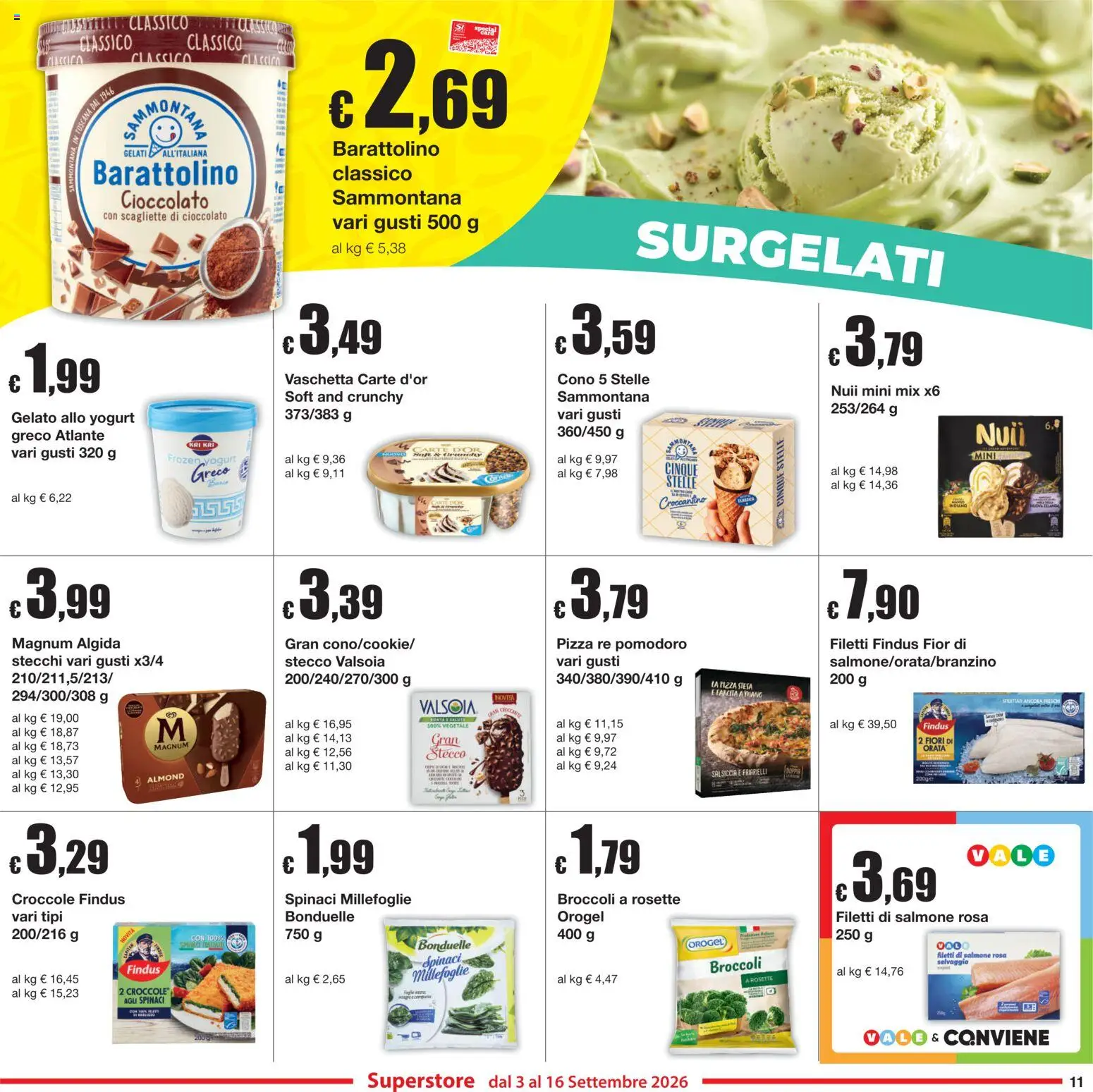 Volantino Sì con Te del 03/09/2026 | Pagina: 11 | Prodotti: Yogurt, Pizza, Salmone, Friarielli