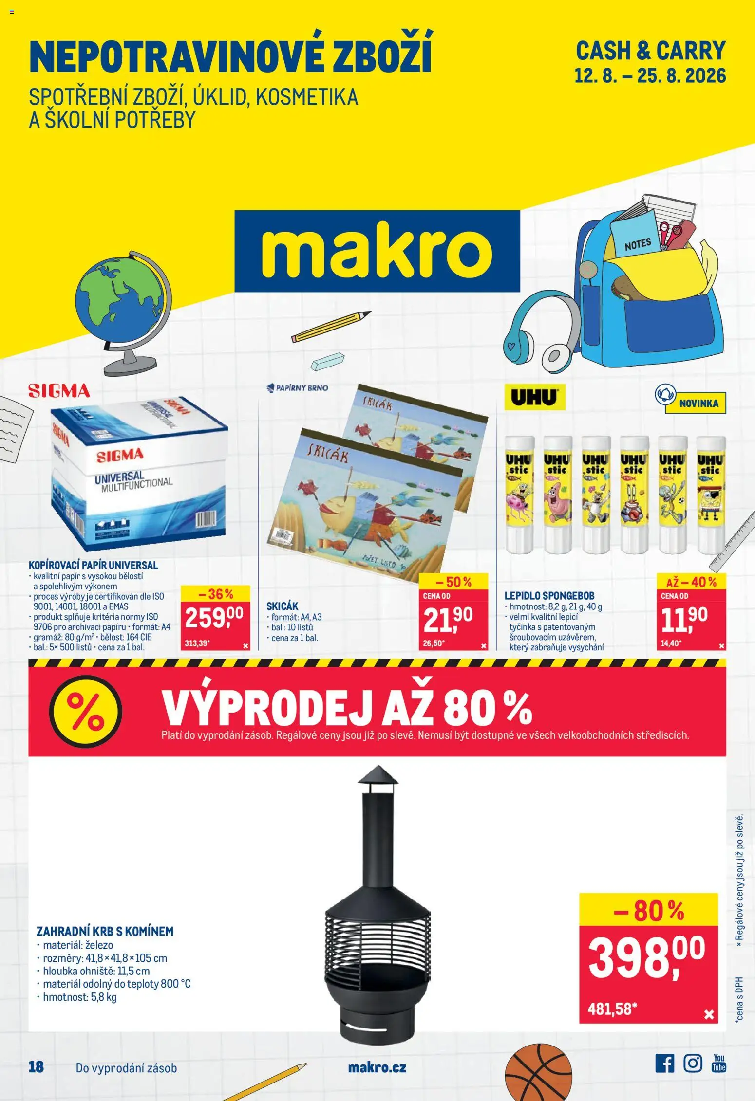 Makro leták - Nepotravinové zboží od 12.08.2026 | Strana: 1 | Produkty: Skicák, Školní potřeby