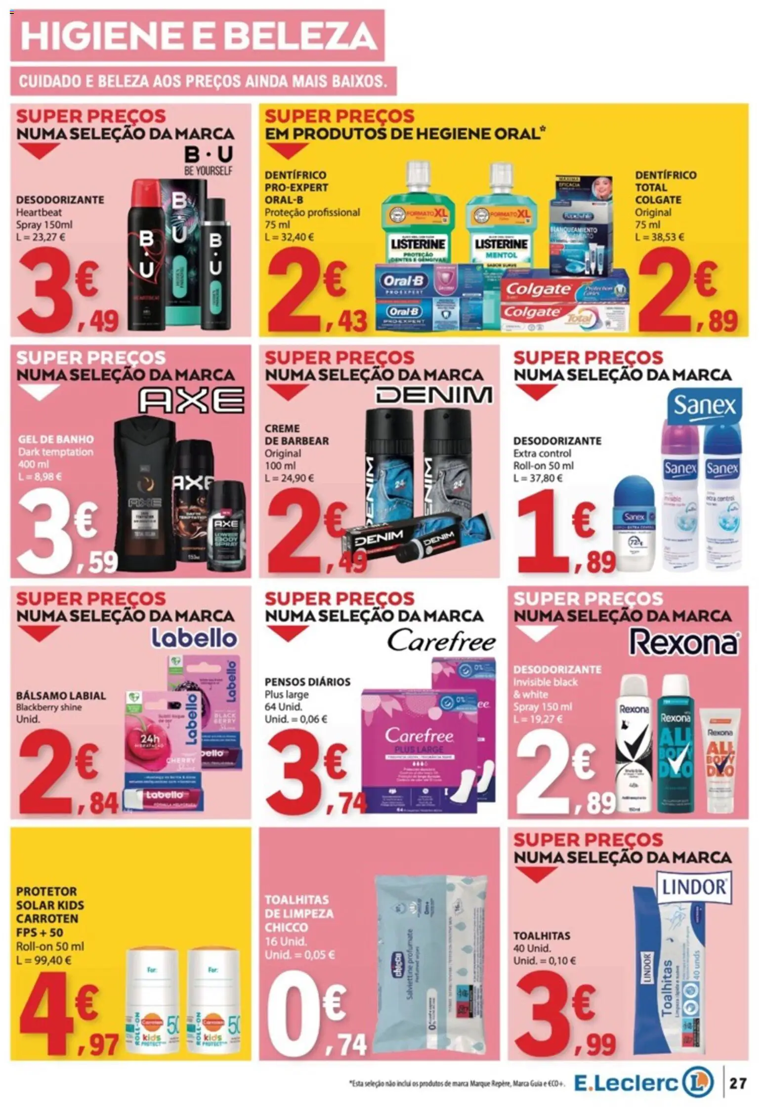 E.Leclerc folheto │ válido de 01/10/2026 | Página: 27 | Produtos: Desodorizante, Banho, Bálsamo labial, Creme