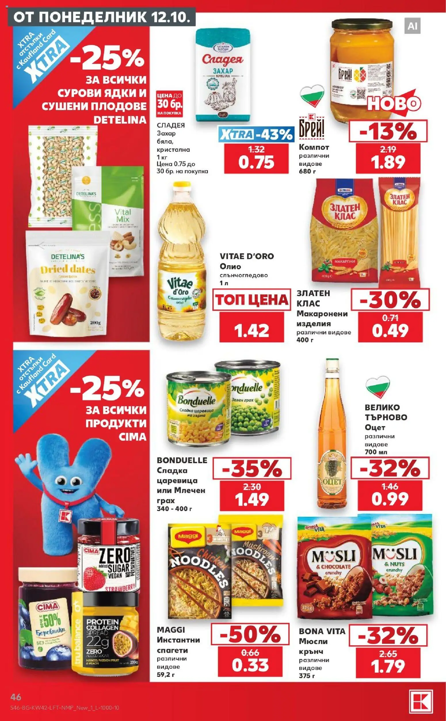 {H1} | Страница: 46 | Продукти: Ядки, Плодове, Макарони, Грах