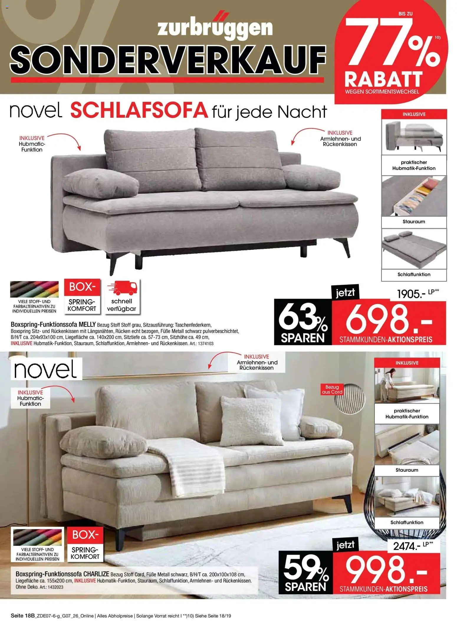 Zurbrüggen Sonderverkauf – gültig ab 09.07.2026 | Seite: 22 | Produkte: Schlafsofa, Box