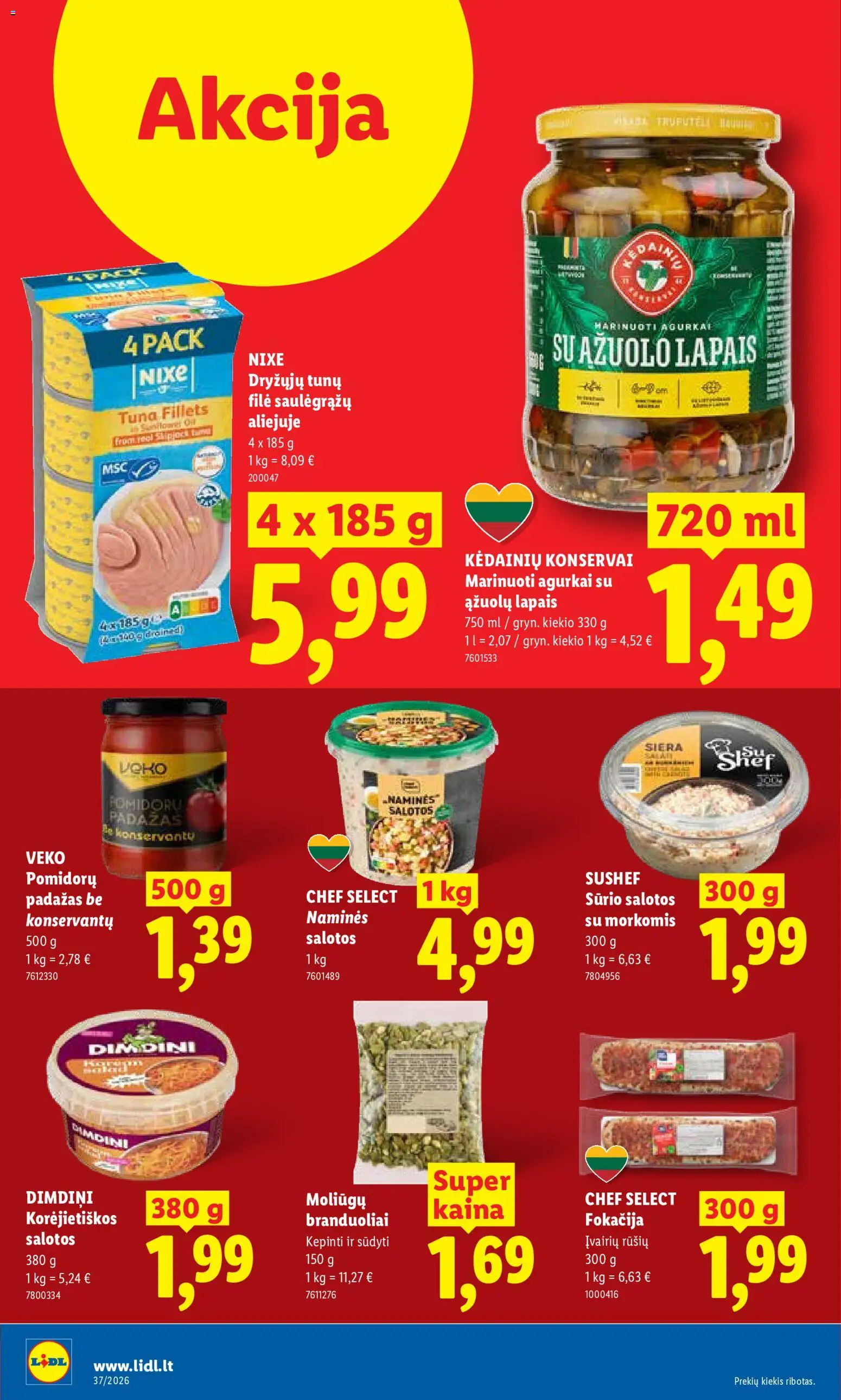 LIDL akcijos nuo 2026.09.07 | Puslapis: 14 | Prekių: Agurkai, Salotos, Konservai, Padažas