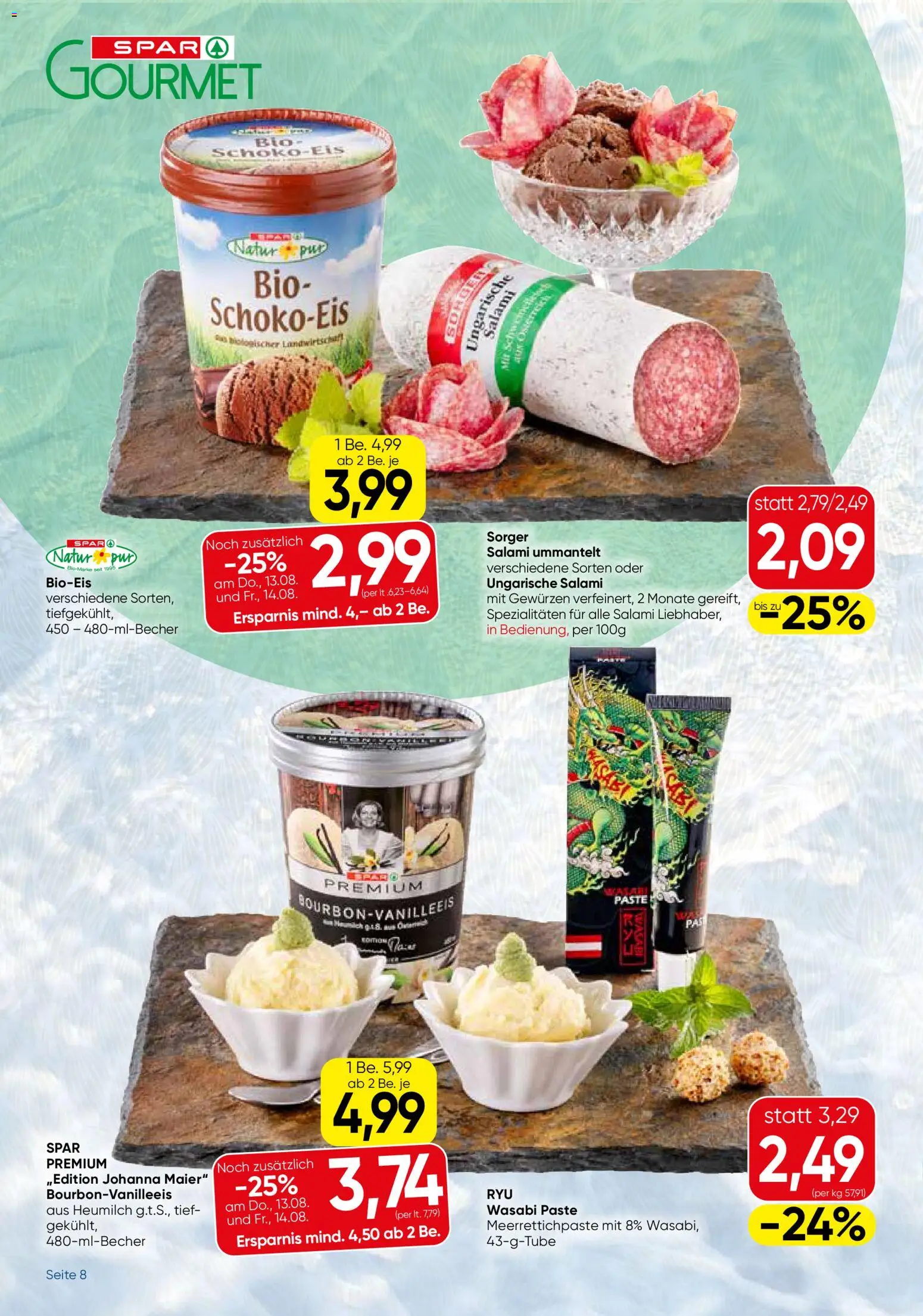 SPAR Gourmet Flugblatt gültig ab 13.08.2026 | Seite: 8 | Produkte: Salami