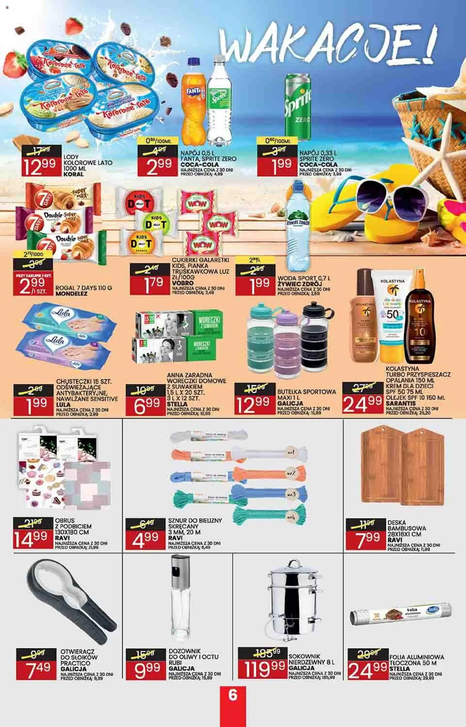 Wafelek gazetka od 29.06.2026 | Strona: 6 | Produkty: Galaretki, Sprite, Lody, Woda