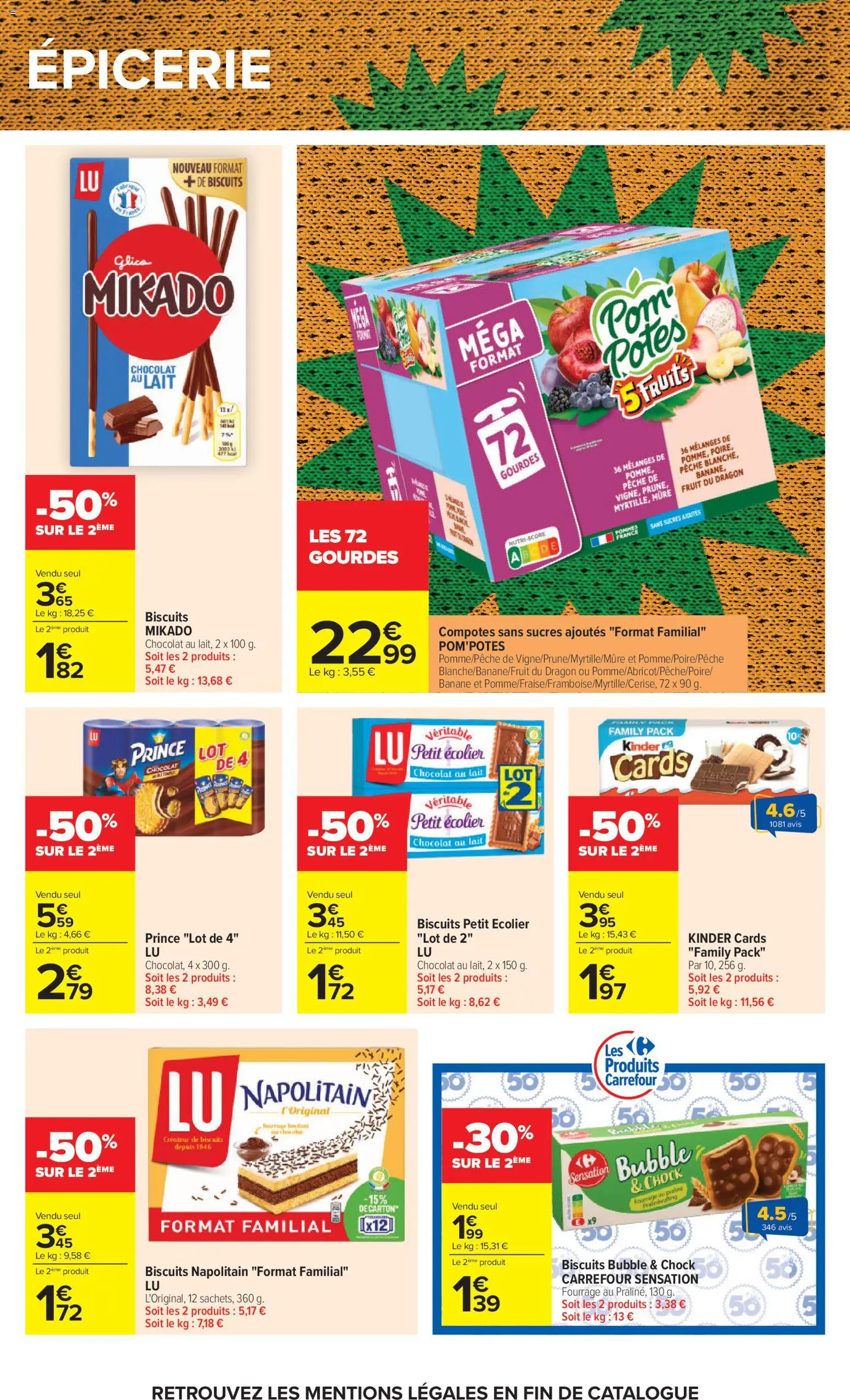 {H1} | Page: 42 | Produits: Pêche, Pom'potes, Lait, Biscuits