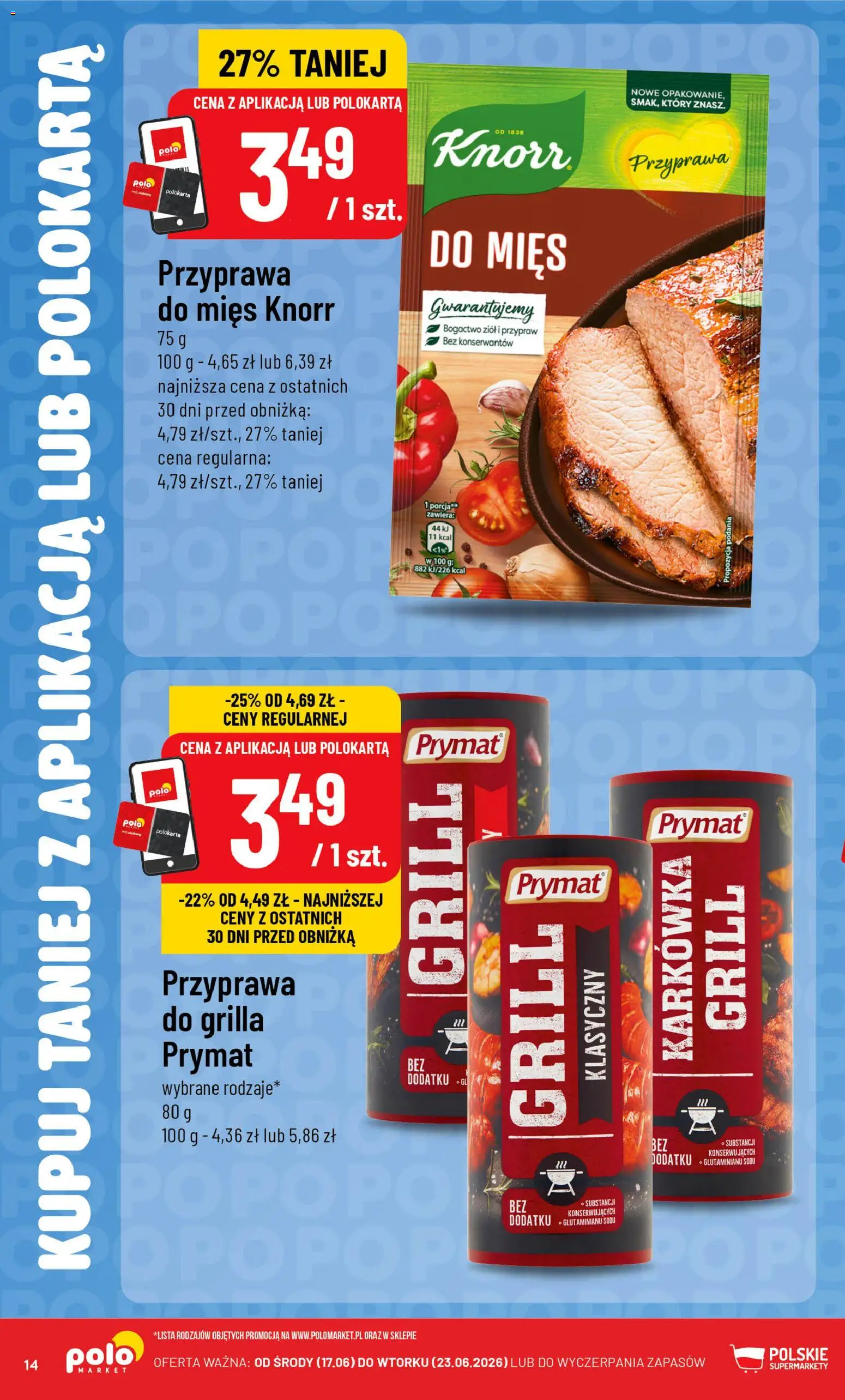 POLOmarket gazetka - Kupuj taniej z POLOappką od 17.06.2026 | Strona: 14 | Produkty: Karkówka, Grill