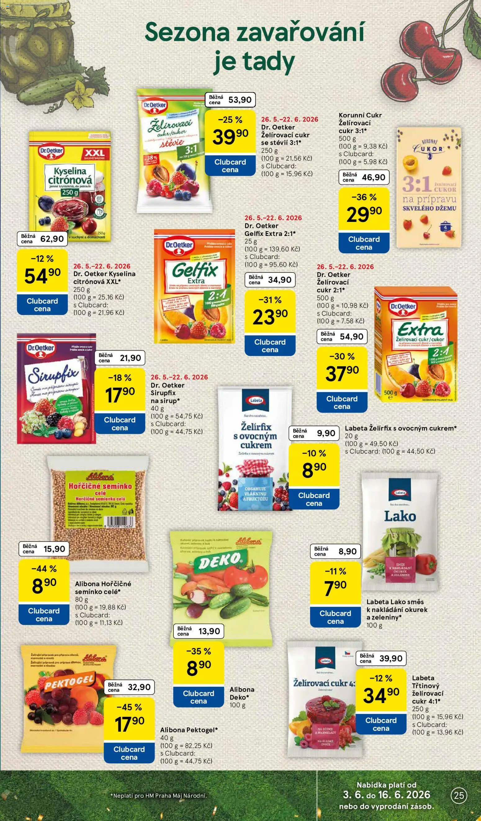 Tesco leták - Hypermarket od 10.06.2026 | Strana: 25 | Produkty: Kyselina citronová, Gelfix, Stévie, Cukr