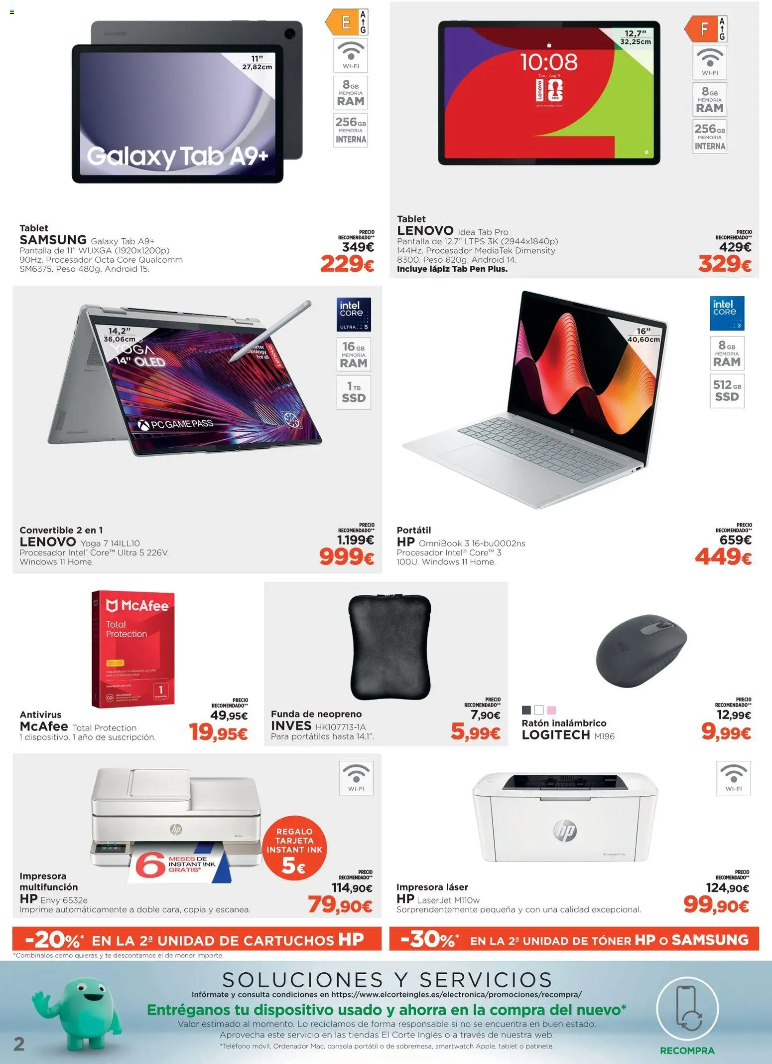 El Corte Inglés ofertas Haier │ válido desde el 15/07/2026 | Página: 2 | Productos: Ratón inalambrico, Ordenador, Funda, Toner