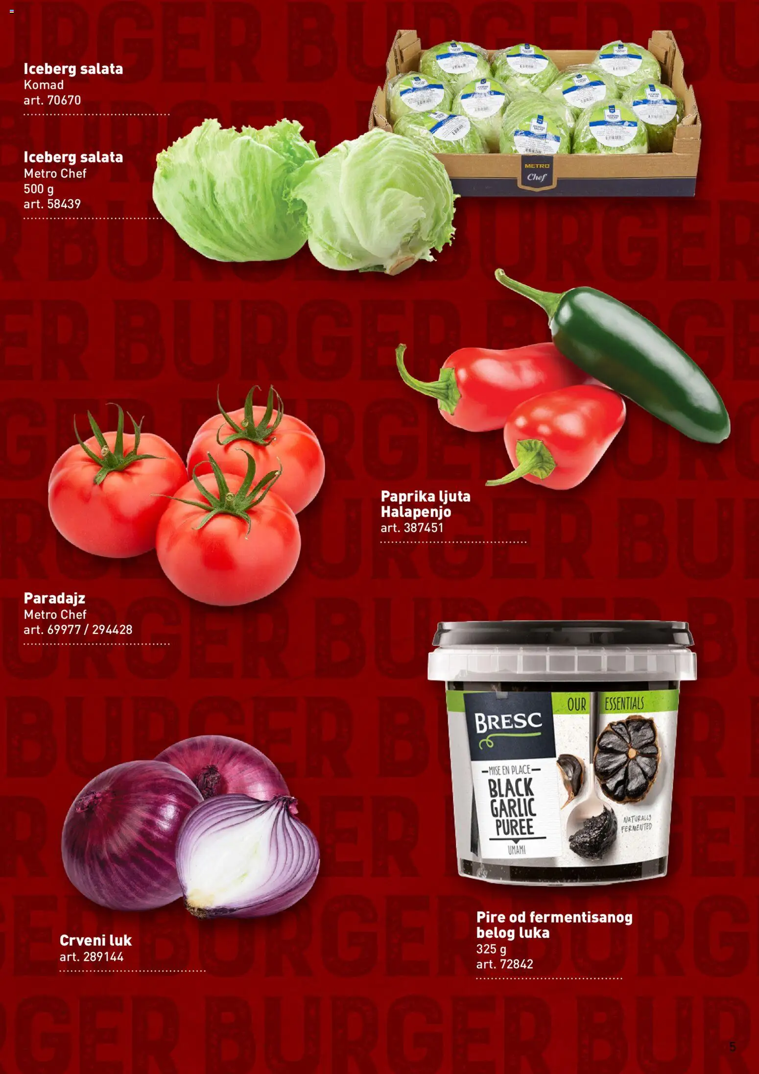 Metro katalog - važi od 01.09.2026 | Strana: 5 | Proizvode: Salata, Iceberg salata, Burger, Crveni luk