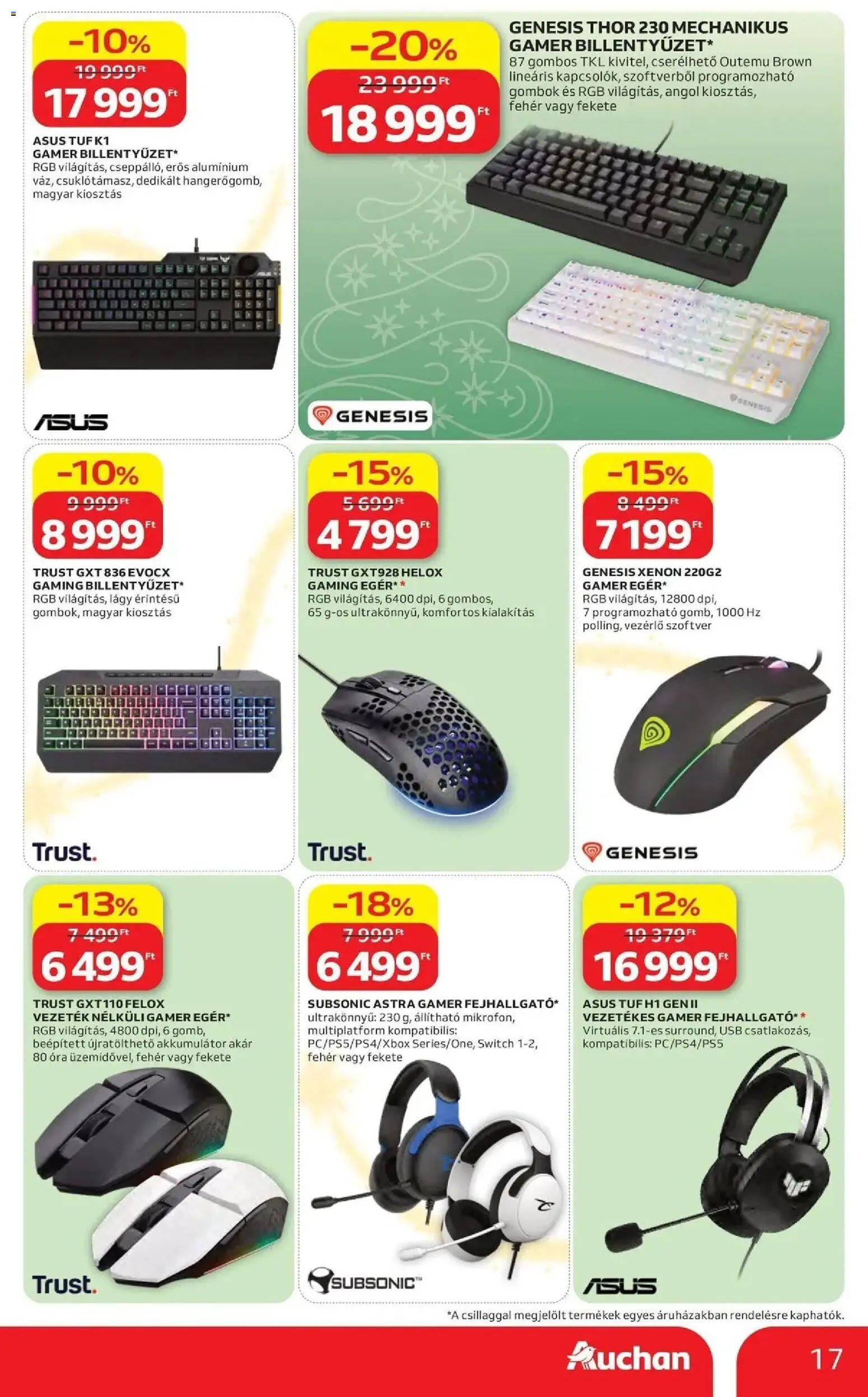 Auchan Karácsonyi ajánlataink Kecskemét - 2026.10.22. -tól/töl > akció, lapozható szórólap 🛍️ | Oldal: 17 | Termékek: USB, Headset, Akkumulátor, Óra