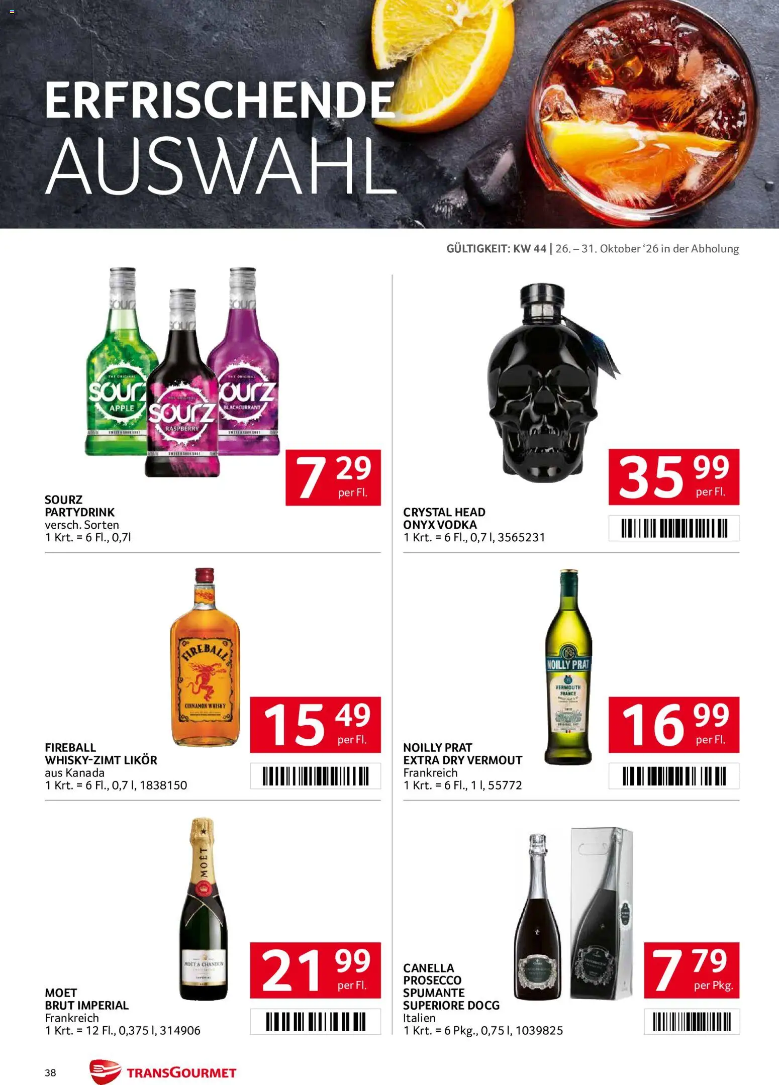 Transgourmet Abhol Aktion gültig ab 26.10.2026 | Seite: 38 | Produkte: Prosecco, Apple