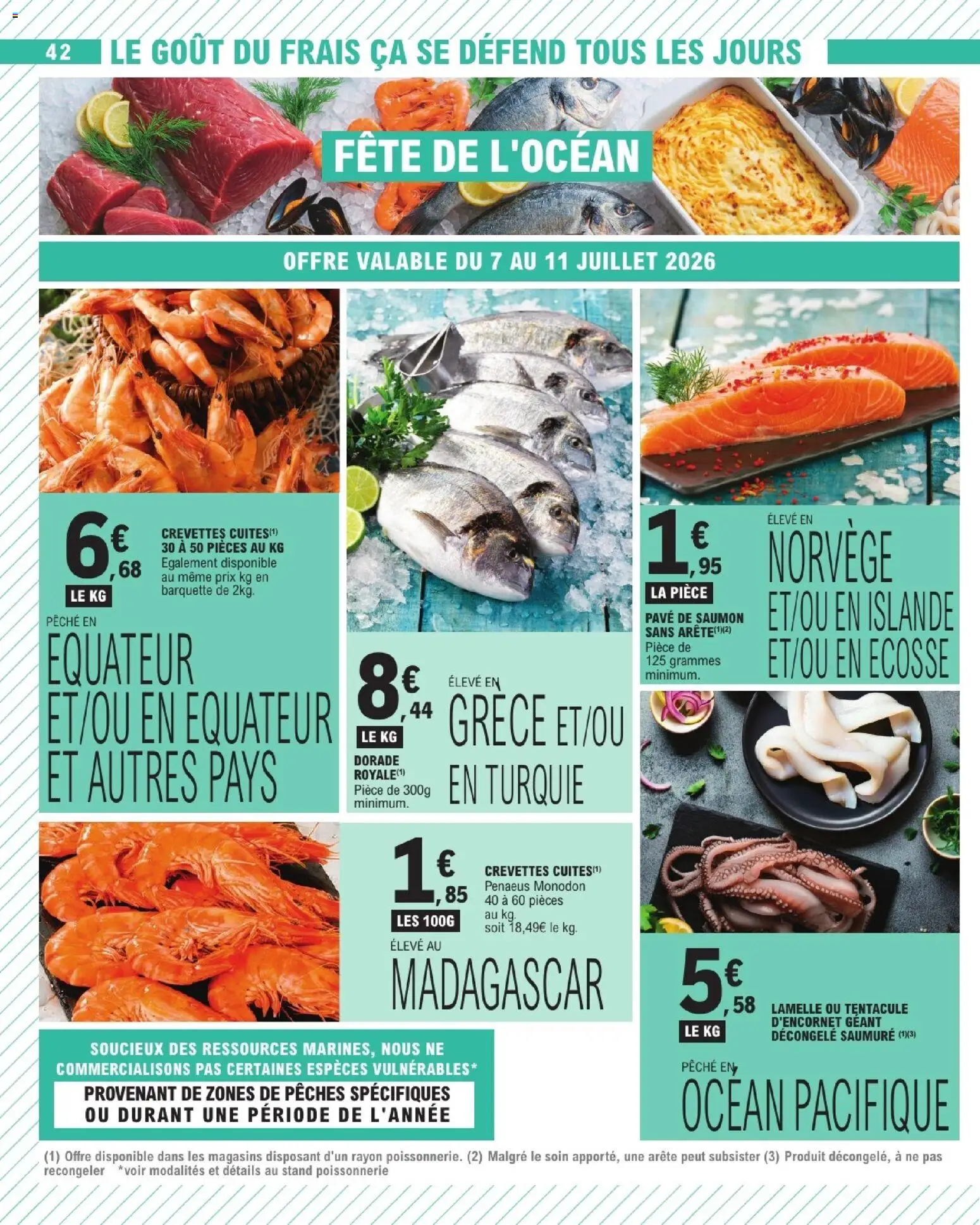 {H1} | Page: 42 | Produits: Pavé de saumon, Pêche, Poissonnerie, Crevettes