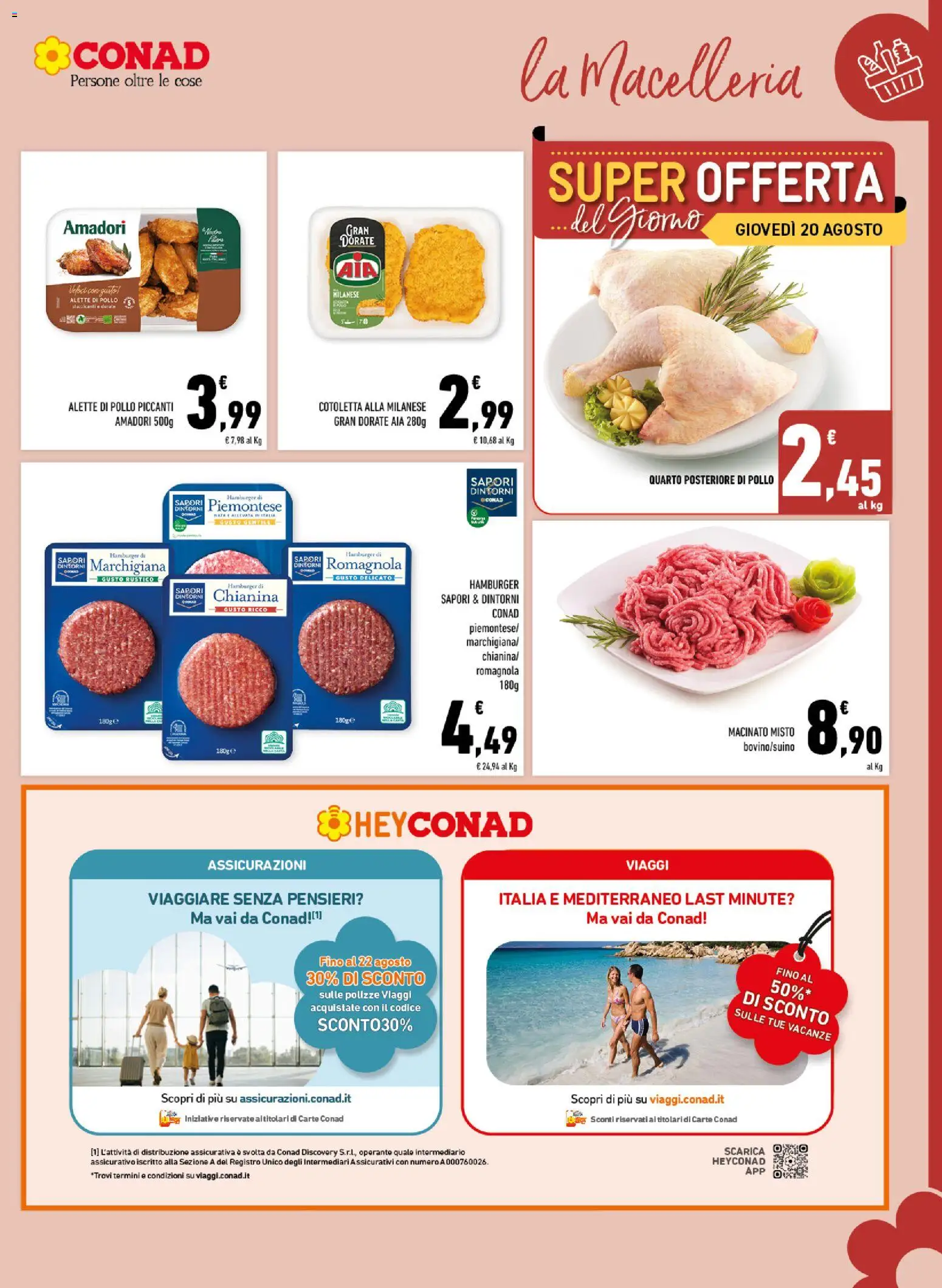 Volantino Conad del 10/08/2026 | Pagina: 3 | Prodotti: Bovino, Pollo, Suino, Hamburger