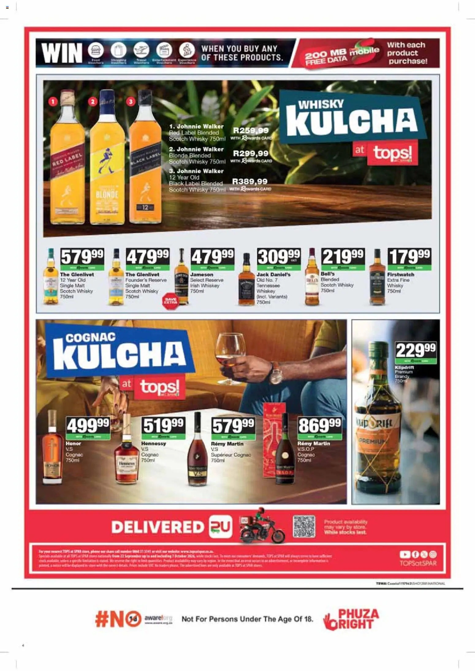 New Tops at Spar catalogue – valid from 22/09/2026 | Page: 4 | Products: Data, Brandy, Whiskey, Cognac