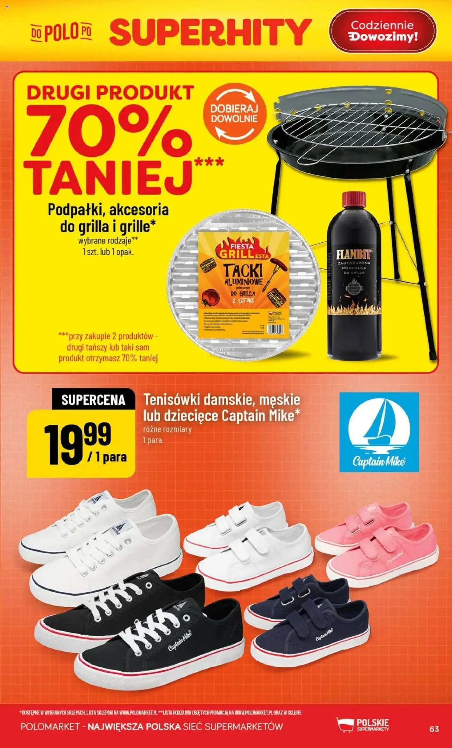 Nowa POLOmarket gazetka od jutra 19.08.2026 | Strona: 63 | Produkty: Tenisówki, Grill