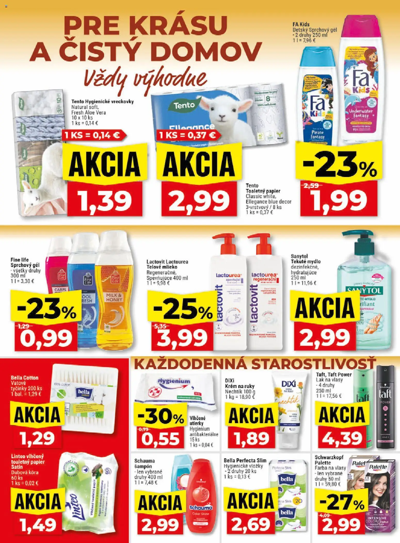 Nové Klas akcie – leták je platný od 29.06.2026 | Strana: 25 | Produkty: Lak na vlasy, Telové mlieko, Krém na ruky, Lactovit