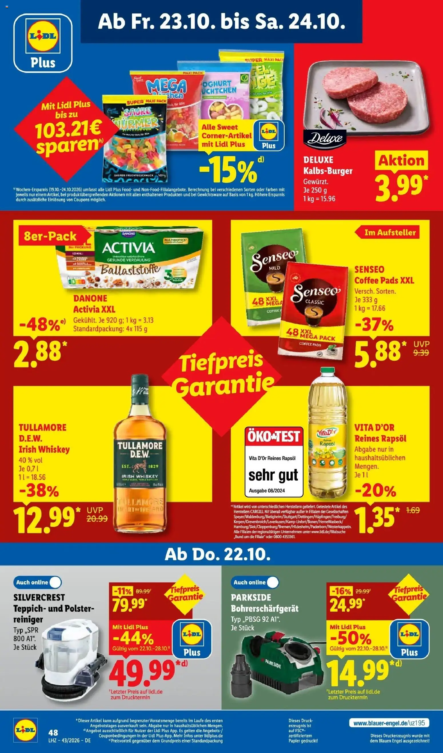 Lidl Prospekt Zülpich (ab 19.10.2026) zum Blättern » Angebote | Seite: 74 | Produkte: Danone activia, Rapsöl, Teppich, Whiskey