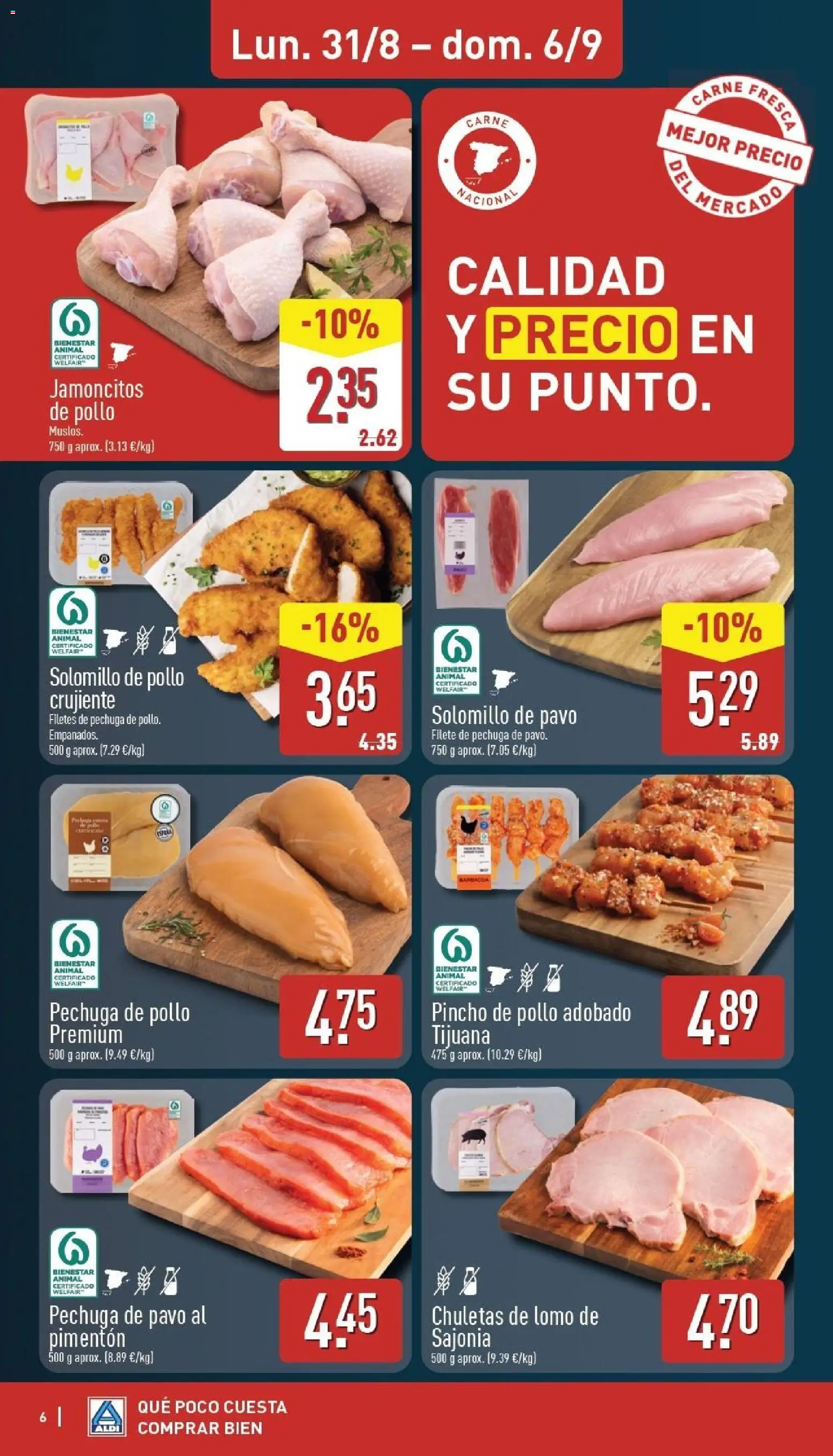 Aldi folleto Península │ válido desde el 31/08/2026 | Página: 6 | Productos: Filetes de pechuga, Lomo, Filete, Carne