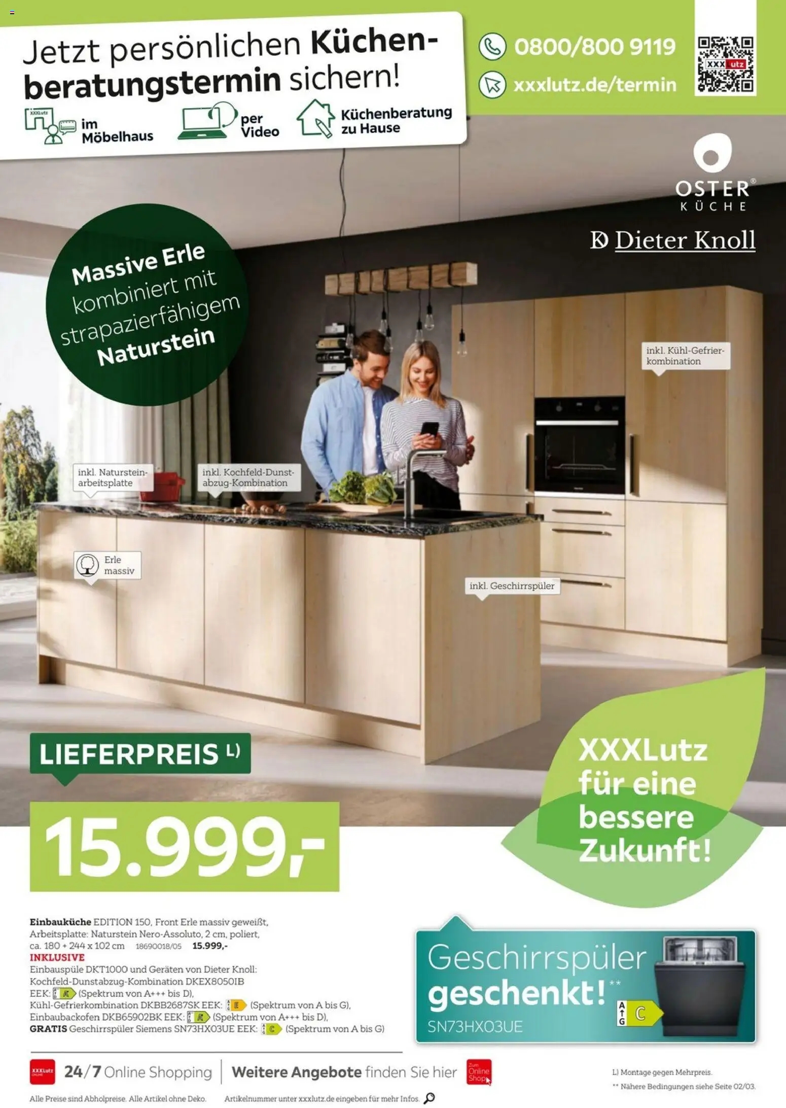 XXXLutz Nr. 1 bei Küchen – gültig ab 04.07.2026 | Seite: 14 | Produkte: Siemens, Einbauküche, Kühlgefrierkombination, Video