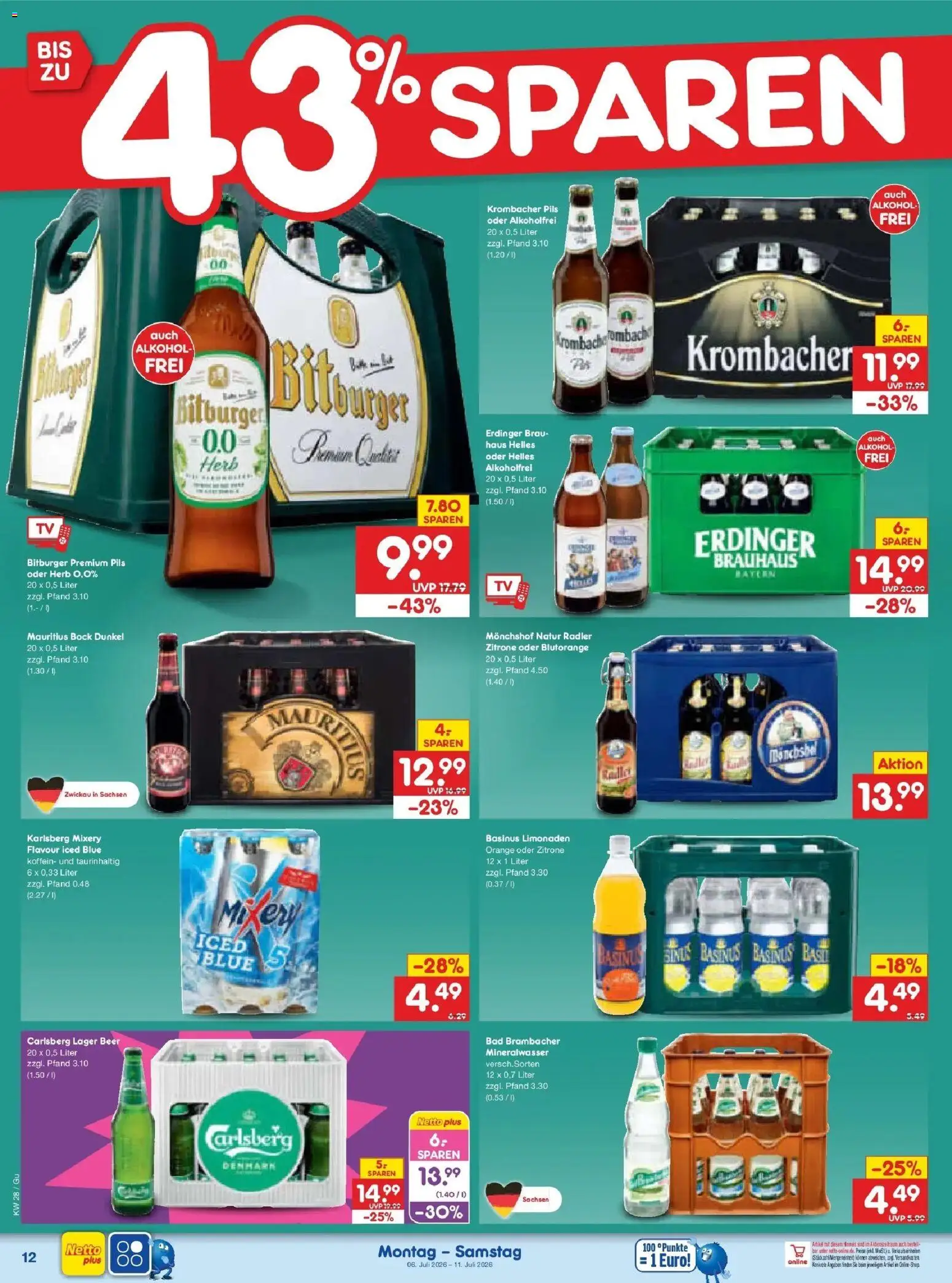 Netto Marken-Discount - Netto: Wochenangebote – gültig ab 05.07.2026 | Seite: 18 | Produkte: Bitburger, Monchshof, Mixer, Zitrone