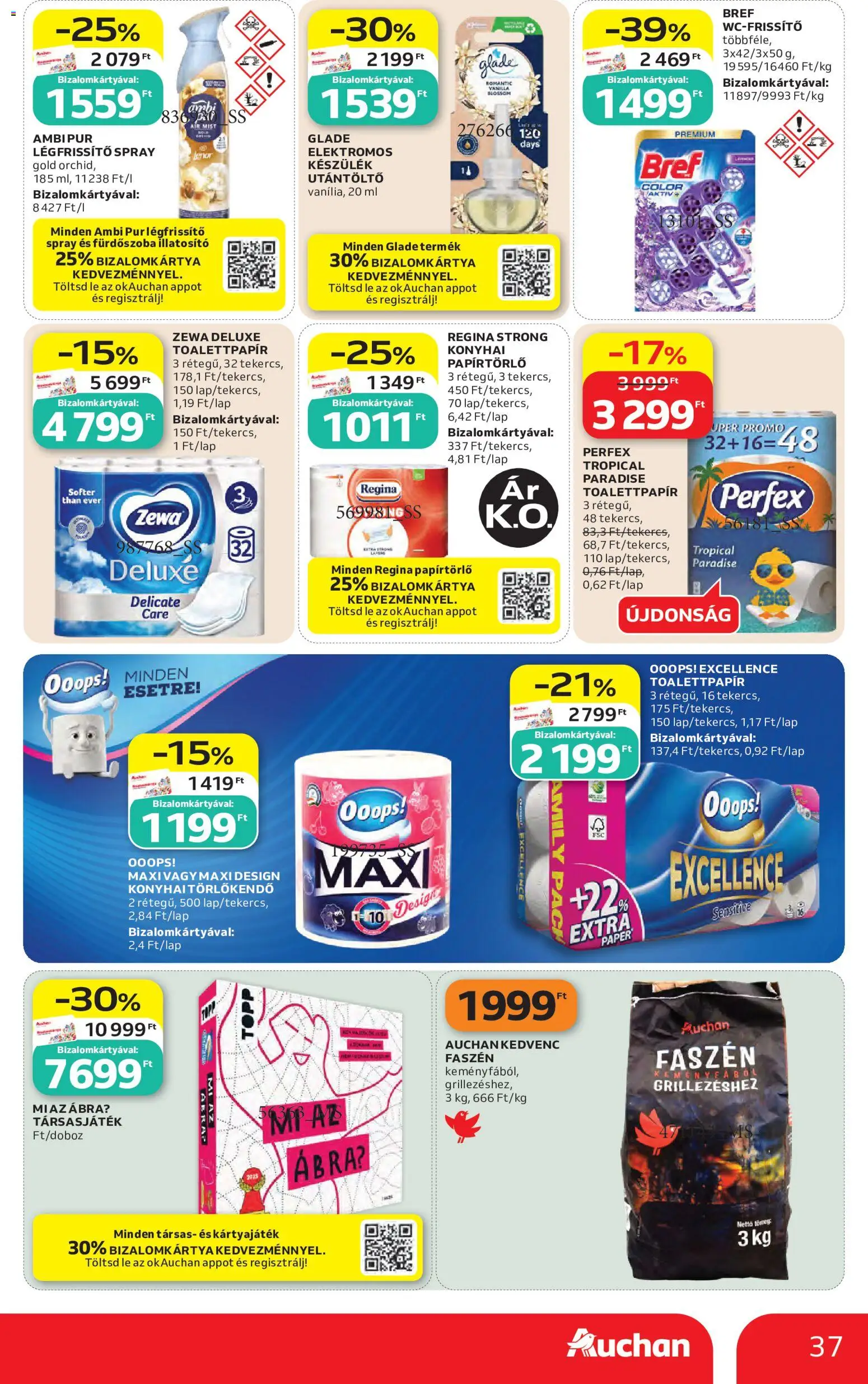 Auchan akciós ujság - amely érvényes a következő dátumtól: 2026.07.23. | Oldal: 37 | Termékek: Papírtörlő, Törlőkendő, Légfrissítő, Fürdőszoba