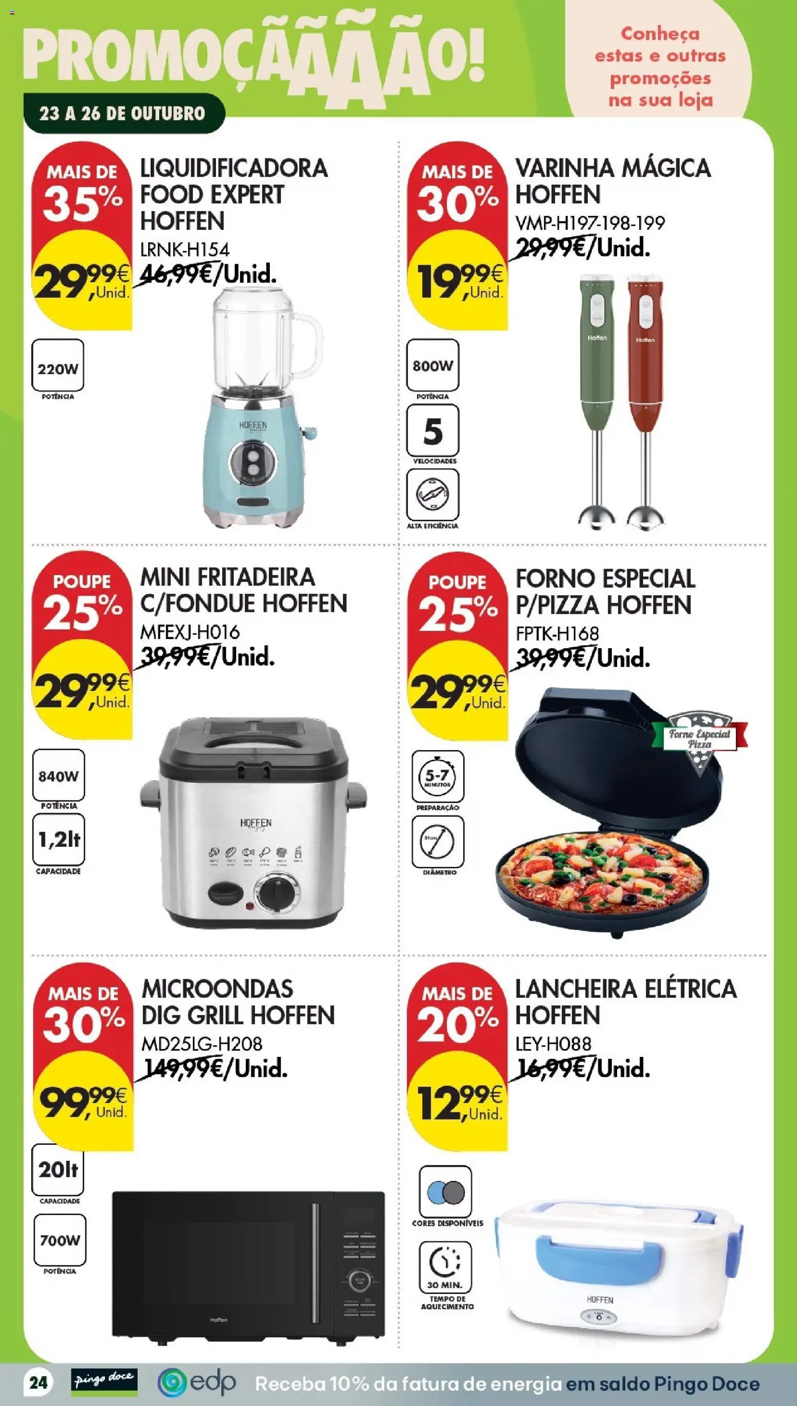 Pingo Doce Folheto Poupe Este Fim de Semana │ válido de 23/10/2026 | Página: 24 | Produtos: Fritadeira, Lancheira elétrica, Microondas, Pizza