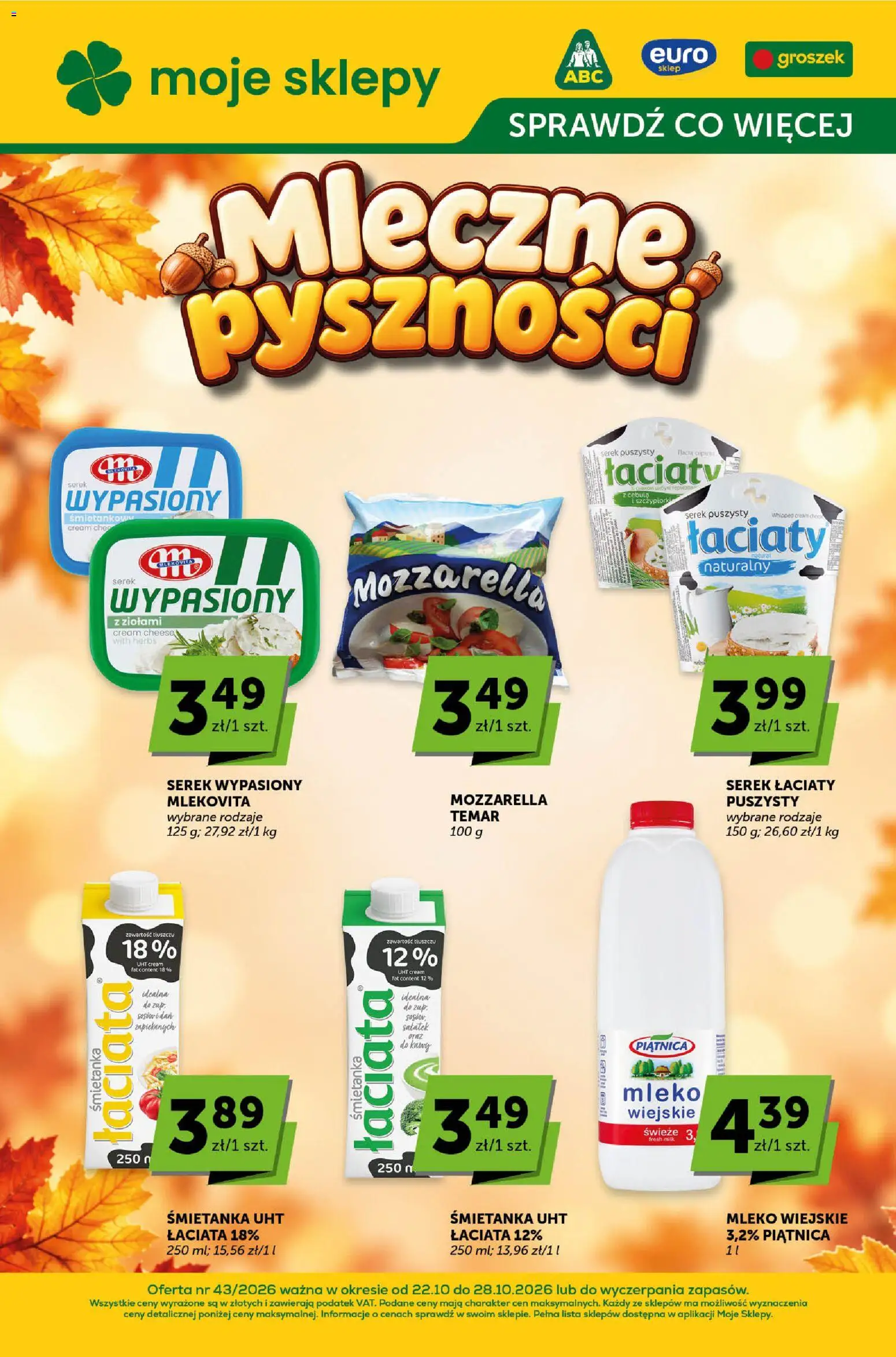 ABC gazetka - Katalog od 22.10.2026 | Strona: 1 | Produkty: Groszek, Serek, Piątnica, Mozzarella