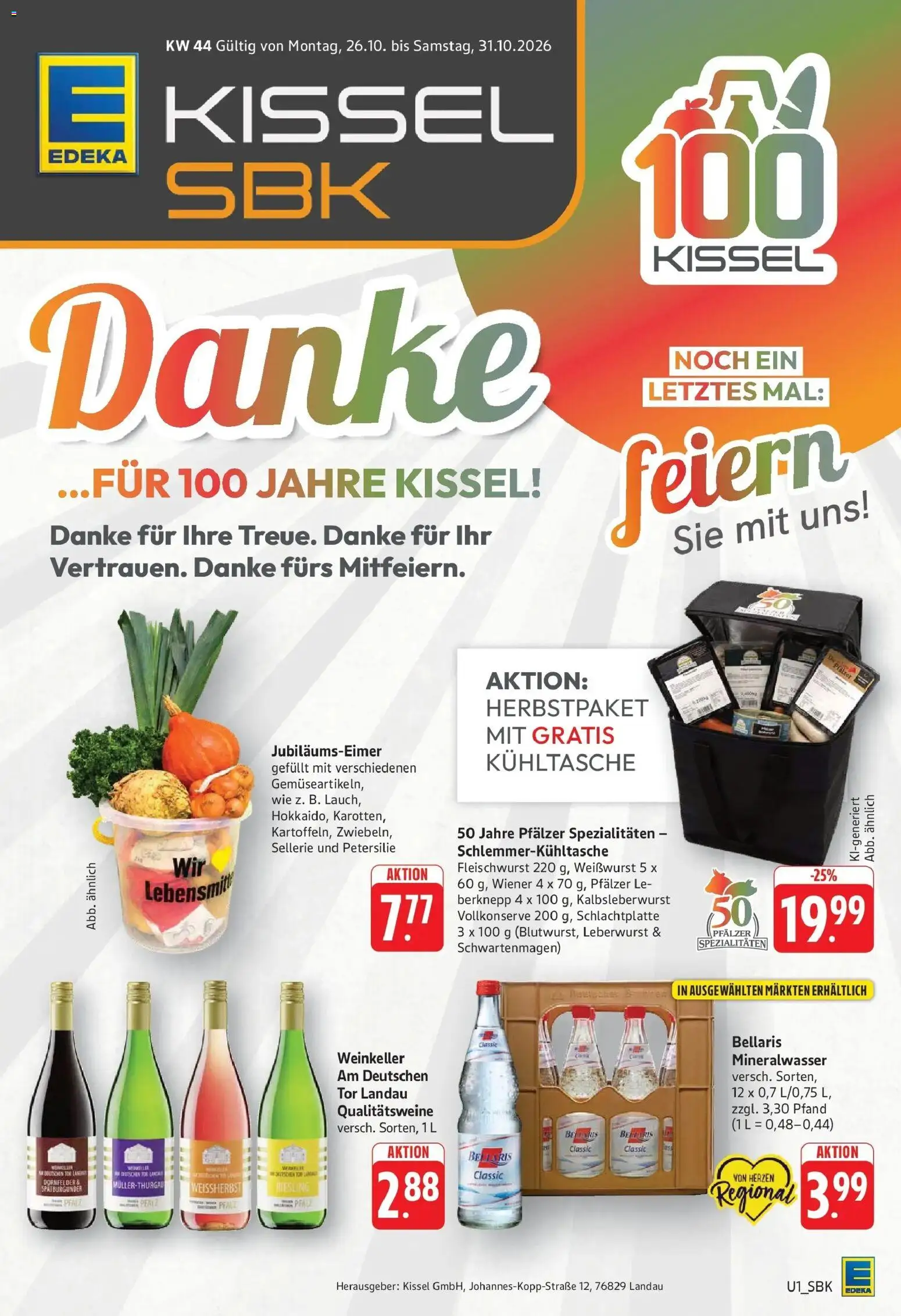 Edeka Prospekt Bad Bergzabern (ab 26.10.2026) » Angebote Online | Seite: 1 | Produkte: Weißwurst, Mineralwasser, Petersilie, Kühltasche