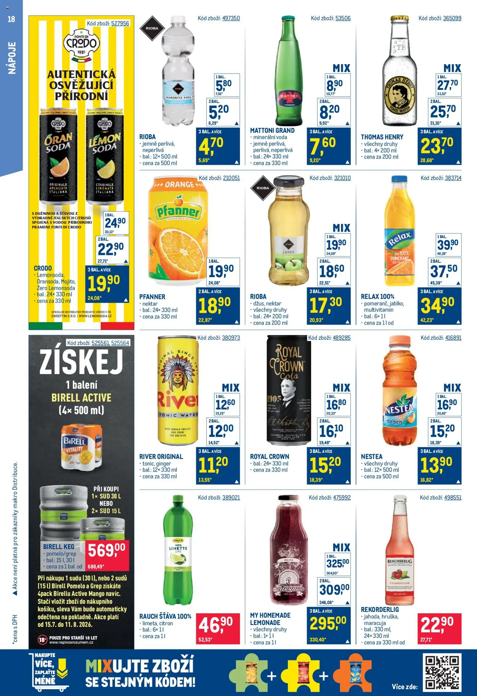 Makro leták - Gastronomie od 15.07.2026 | Strana: 18 | Produkty: Pomelo, Nestea, Tonic Water, Cola