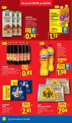 LIDL - Prévisualisation de VEMONDO Lait d'amande Bio, Le produit de 1 L: 1,41 € Les 3 produits dont 1 OFFERT avec Lidl Plus : 2,82 € (1 L = 0,94) au lieu de 4,23 € (1 L = 1,41 €) valide à partir de 28.05.2026 | Page: 14