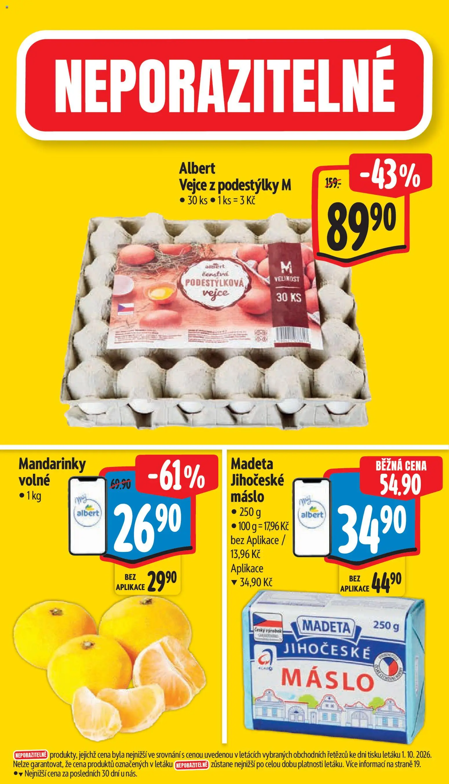 Albert leták - Supermarket Praha 4 od 07.10.2026 | Strana: 3 | Produkty: Máslo, Vejce, Madeta Jihočeské máslo, Jihočeské máslo