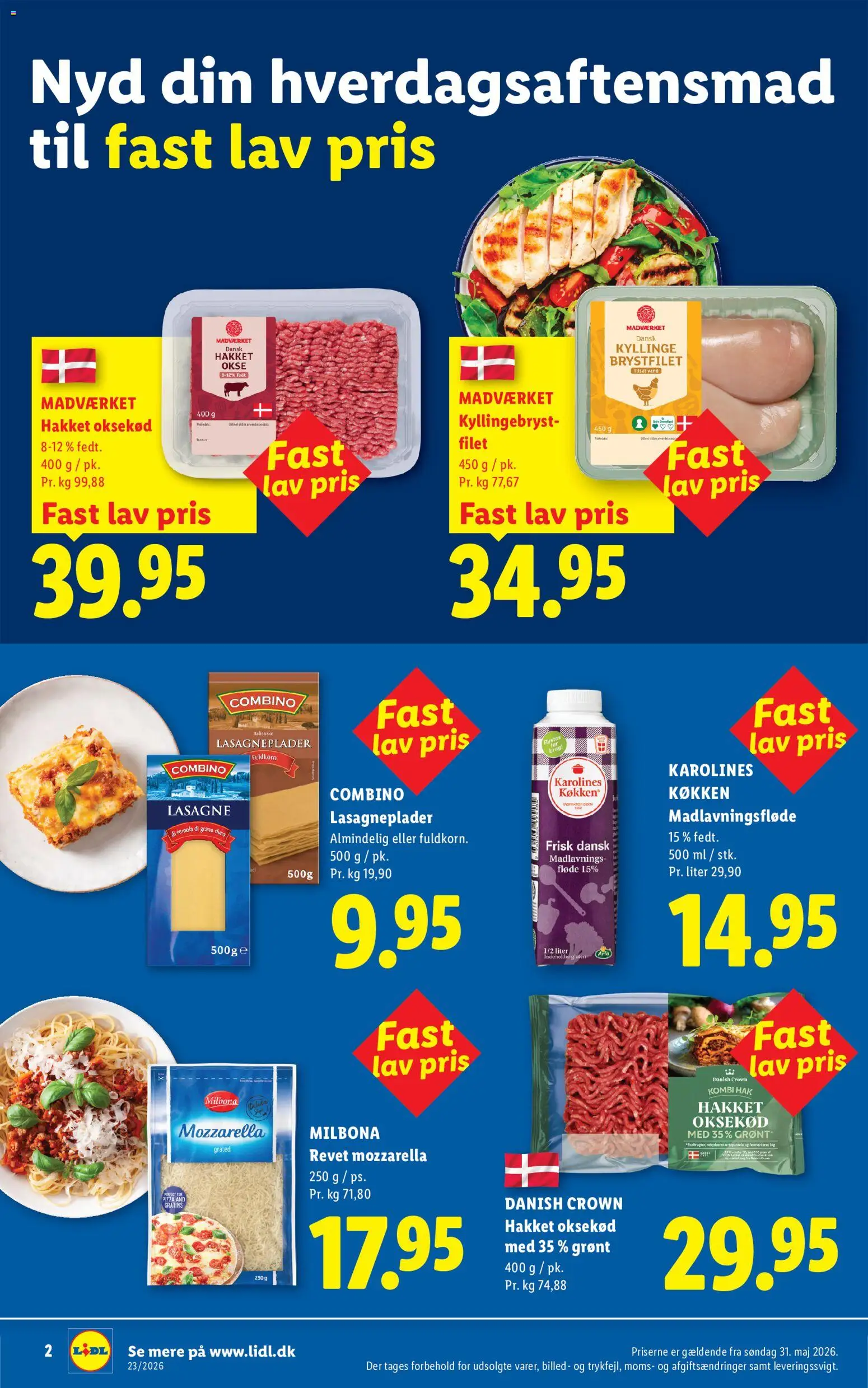 Lidl tilbudsavis – gyldig fra 31.05.2026 | Side: 3 | Produkter: Fløde, Lasagneplader, Mozzarella, Carpete