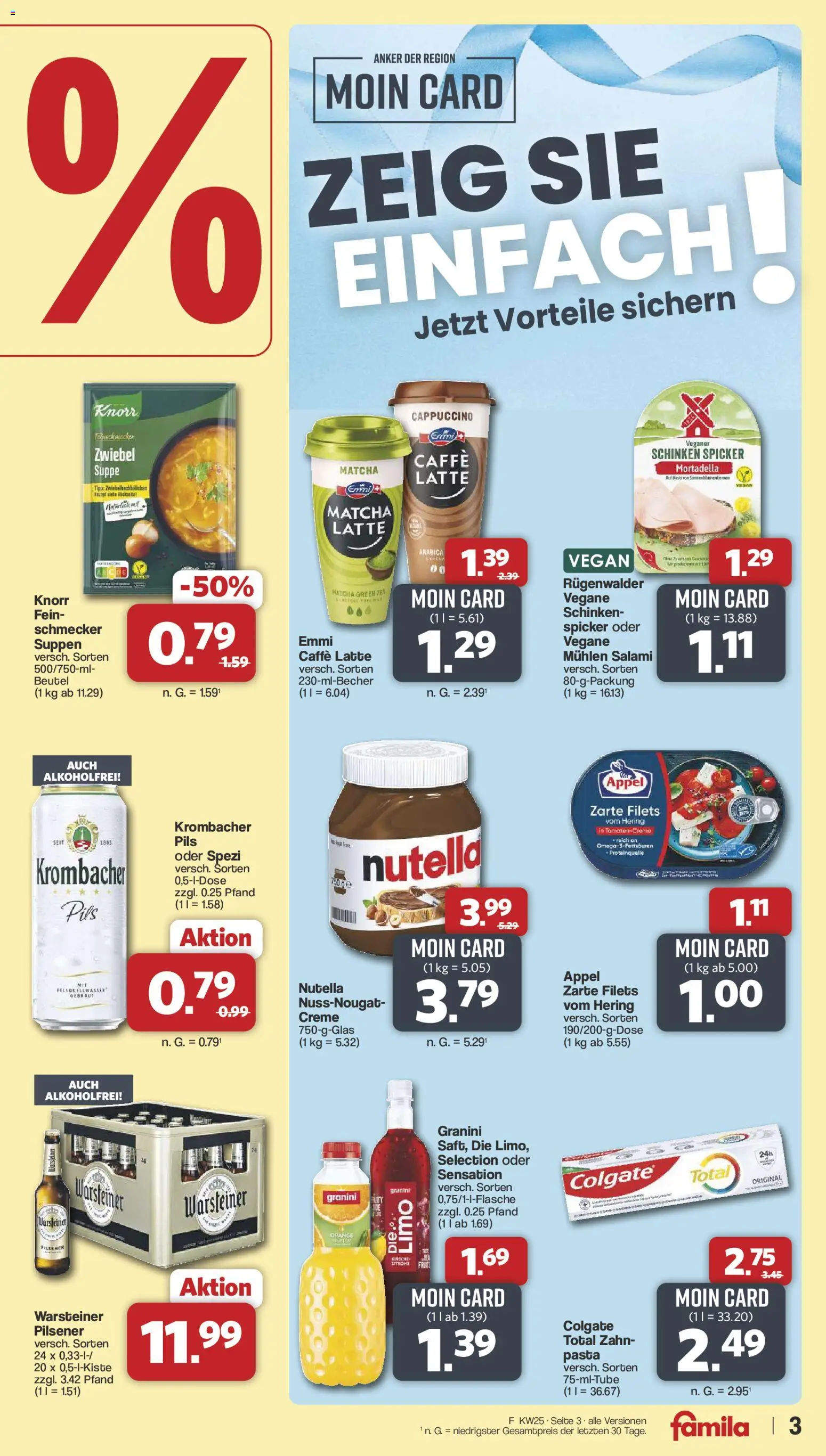 Famila Nordwest Prospekt – gültig ab 15.06.2026 | Seite: 3 | Produkte: Pils, Warsteiner, Granini, Krombacher
