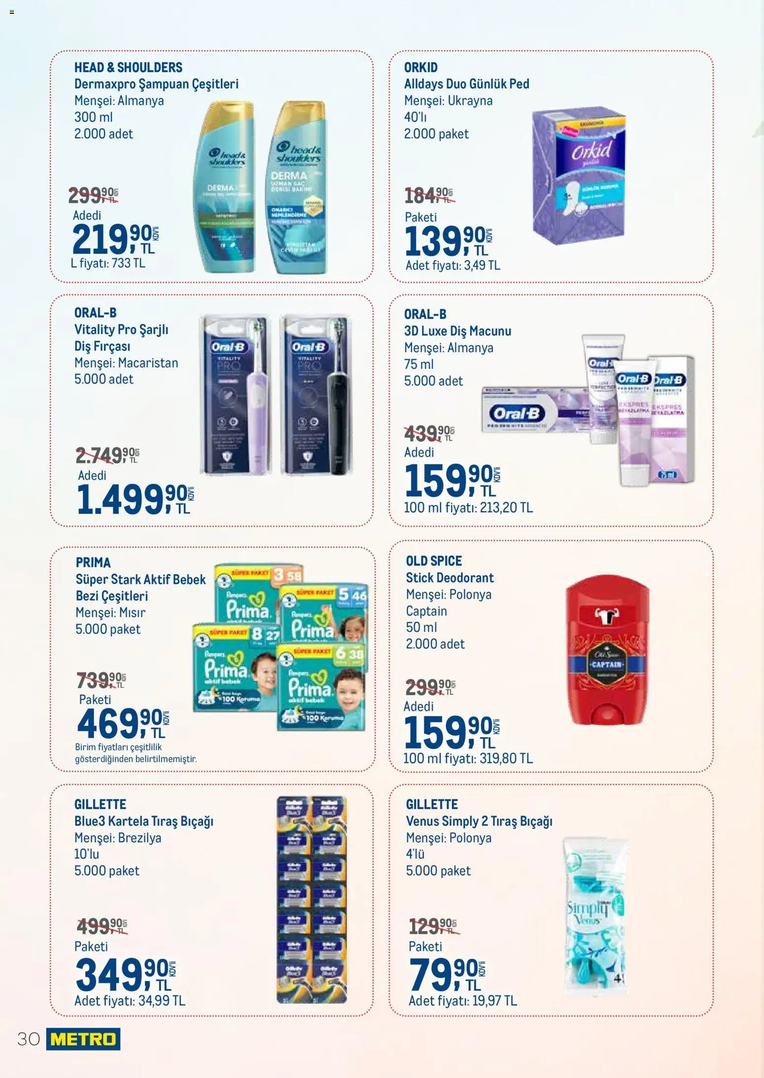 Metro - Temizlik | Kişisel bakım - 01 Temmuz 2026 tarihinden itibaren geçerlidir | Sayfa: 30 | Ürünler: Deodorant, Diş macunu, Diş fırçası, Mısır