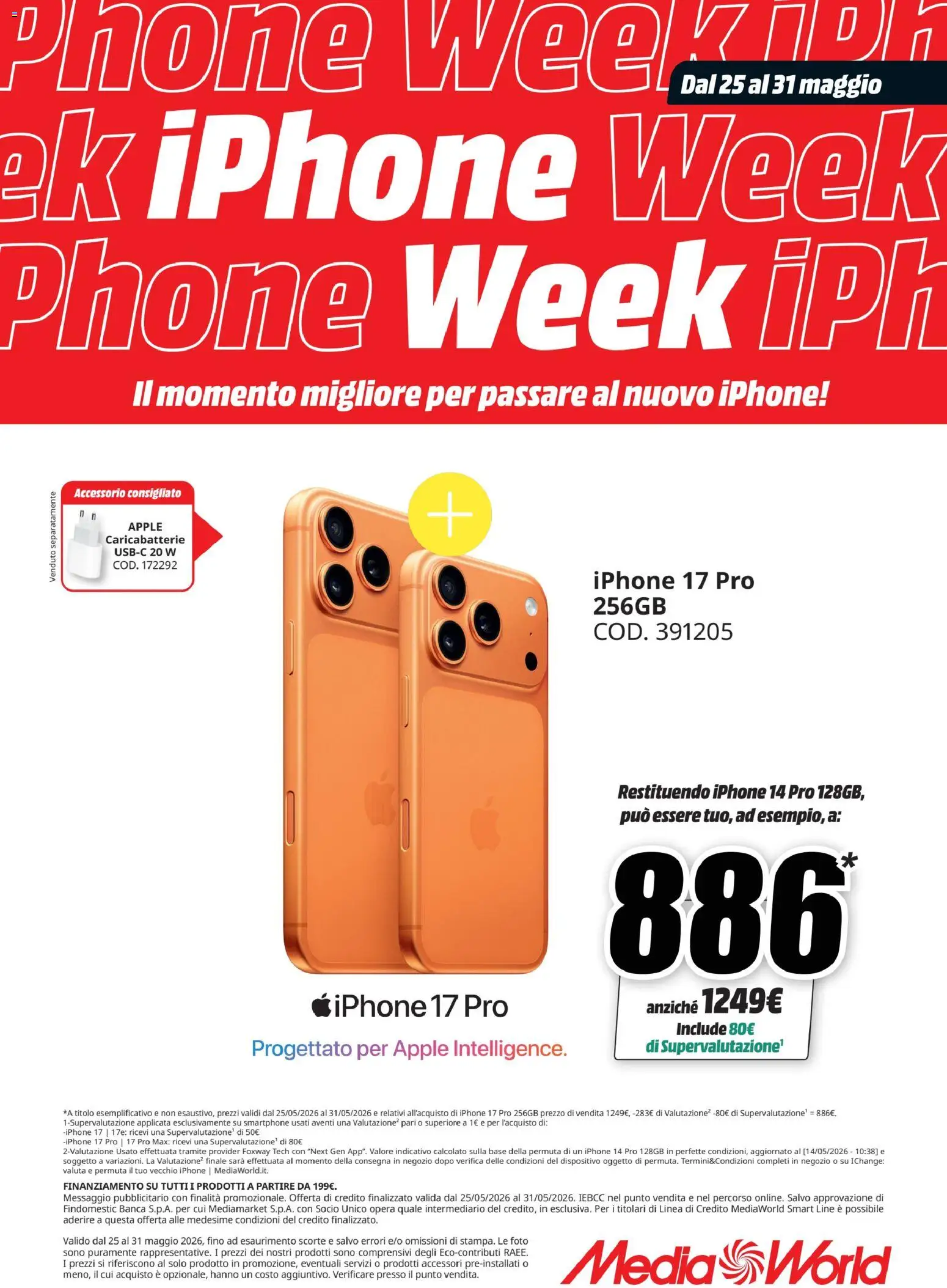 Volantino Media World del 24.05.2026 | Pagina: 2 | Prodotti: Iphone, Smartphone, Caricabatterie