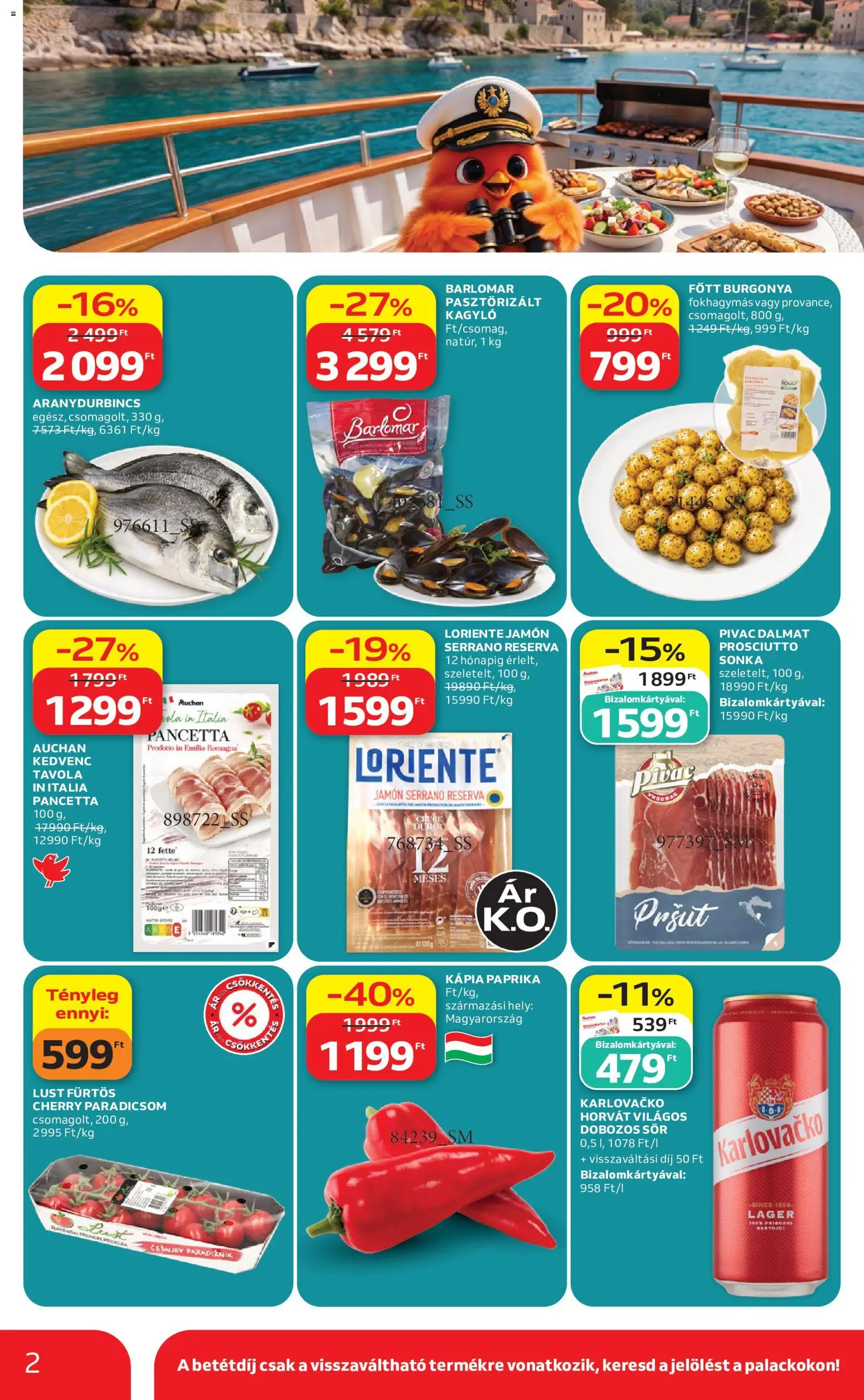 Auchan akciós ujság - amely érvényes a következő dátumtól: 2026.07.30. | Oldal: 2 | Termékek: Dobozos sör, Sör, Paradicsom, Kápia paprika