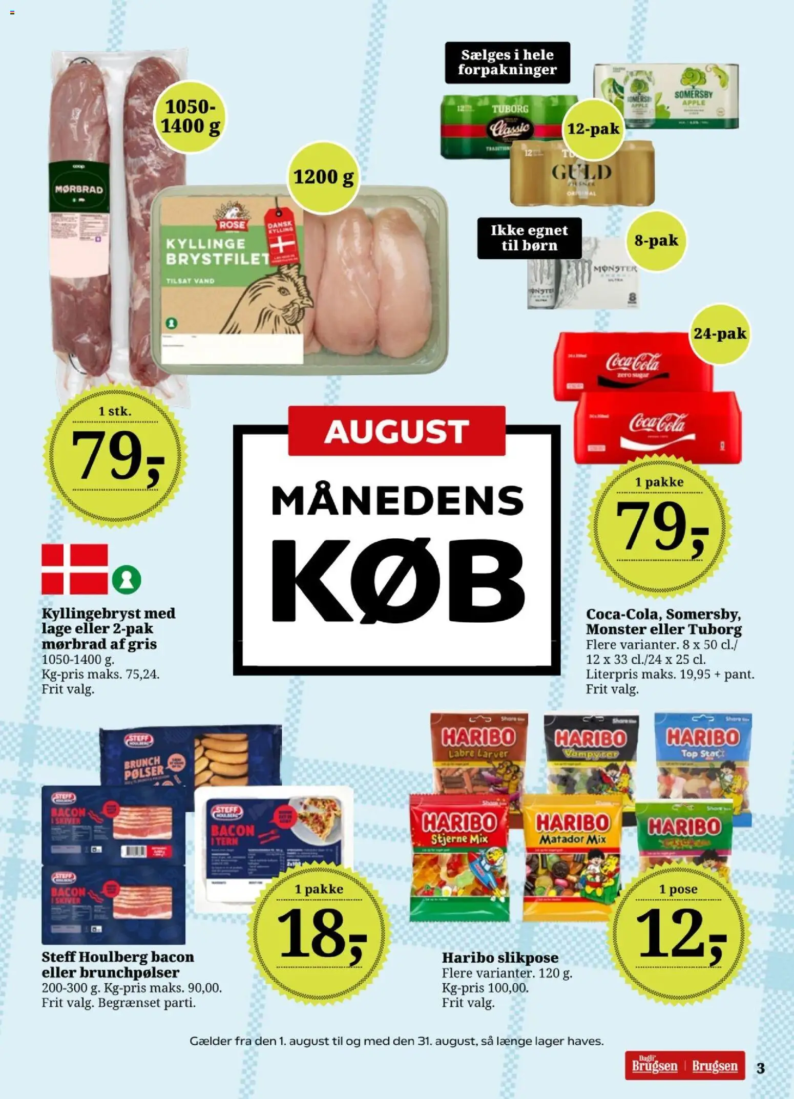 Dagli'Brugsen tilbudsavis – gyldig fra 14/08/2026 | Side: 3 | Produkter: Pølser, Coca Cola, Cola, Bacon