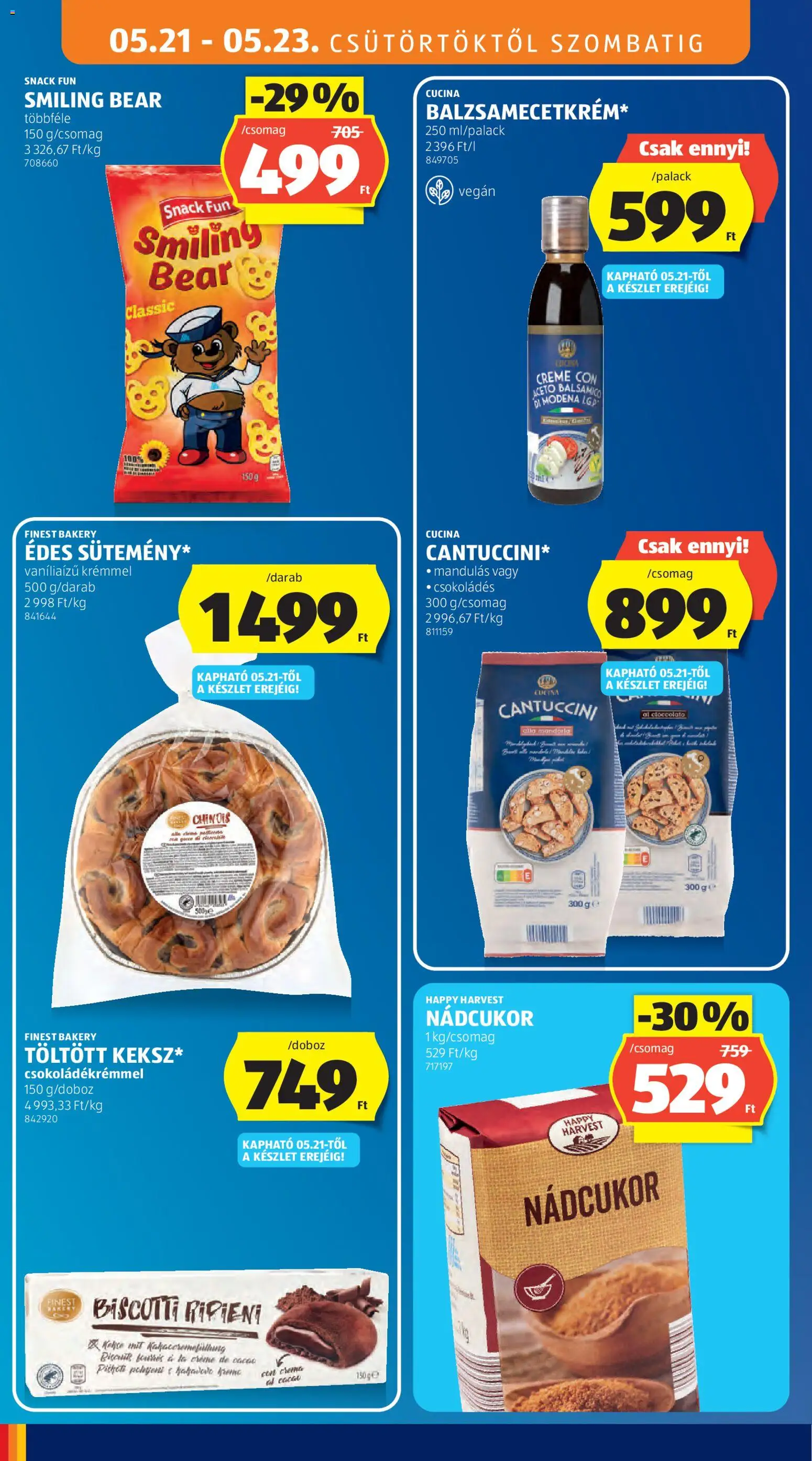 Aldi akciós ujság - amely érvényes a következő dátumtól: 21.05.2026 | Oldal: 16 | Termékek: Nádcukor, Vegán, Cantuccini