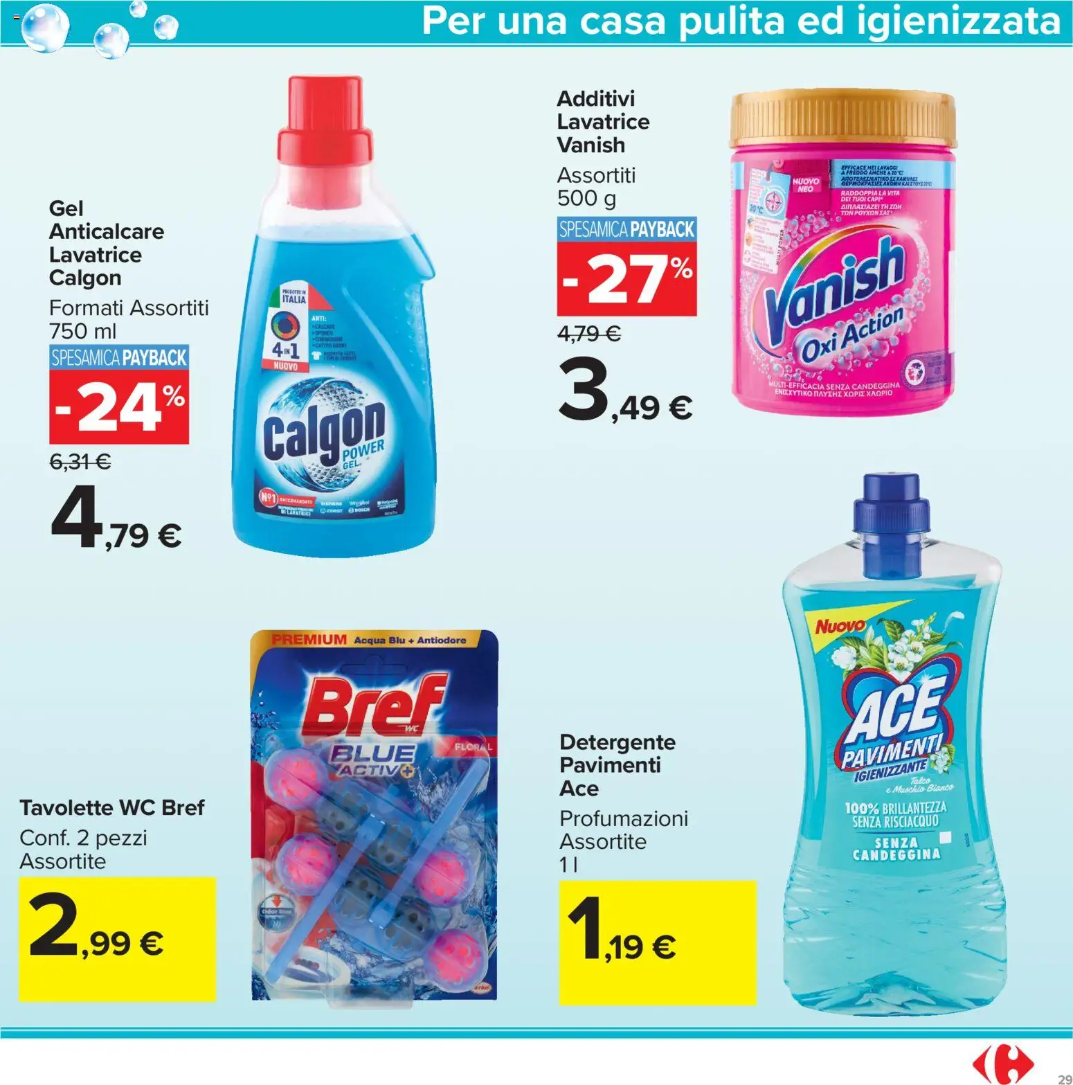Volantino Carrefour del 29/09/2026 | Pagina: 29 | Prodotti: Detergente, Candeggina, Anticalcare, WC