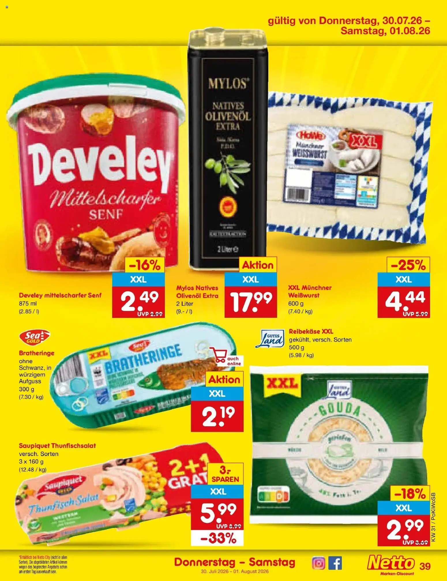 Netto Marken-Discount Prospekt Ludwigshafen-Edigheim – gültig ab 27.07.2026 | Seite: 56 | Produkte: Thunfisch, Olivenol, Reibekase, Salat