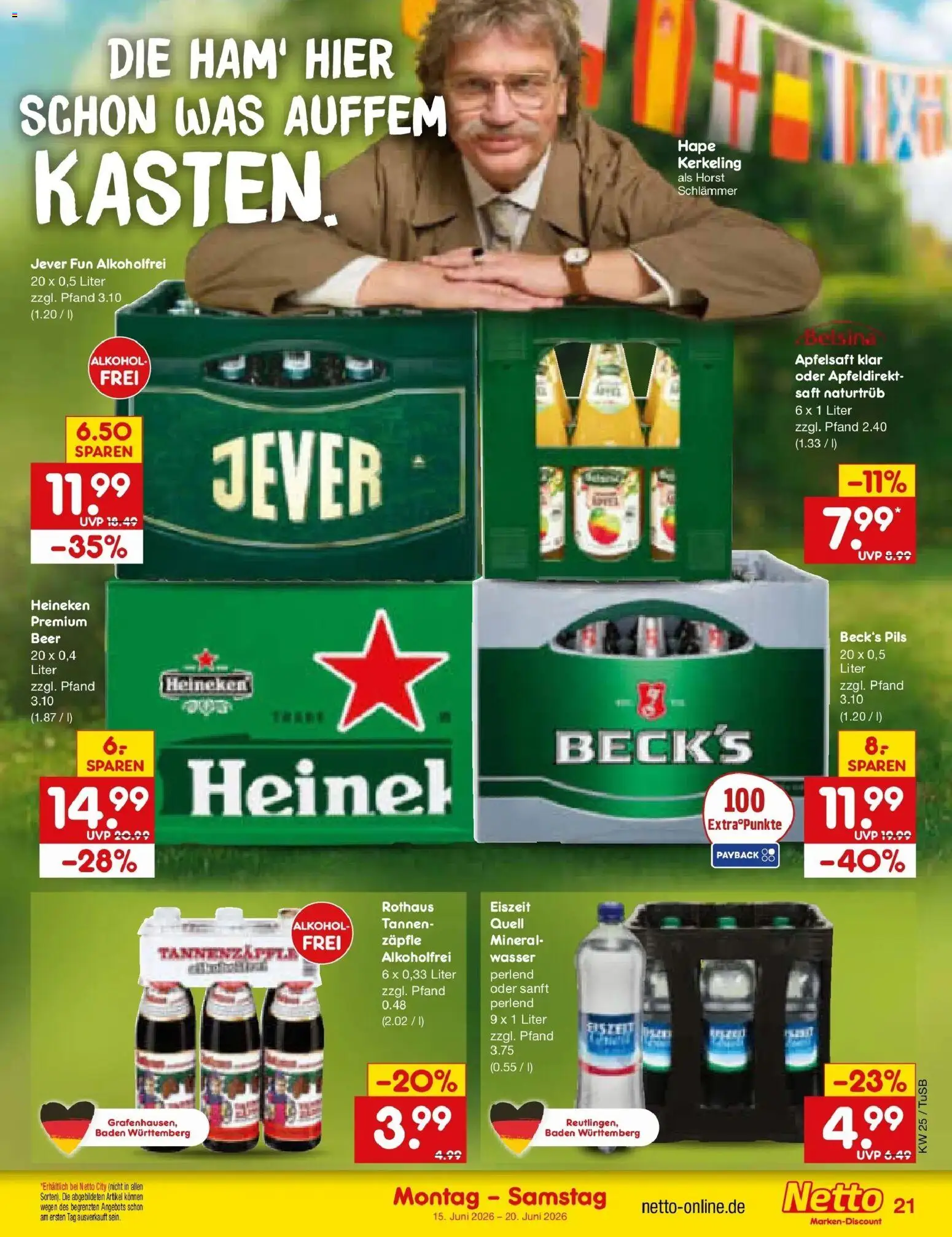 Netto Marken-Discount Prospekt Lahr-Langenwinkel – gültig ab 15.06.2026 | Seite: 27 | Produkte: Pils, Apfelsaft, Heineken, Wasser