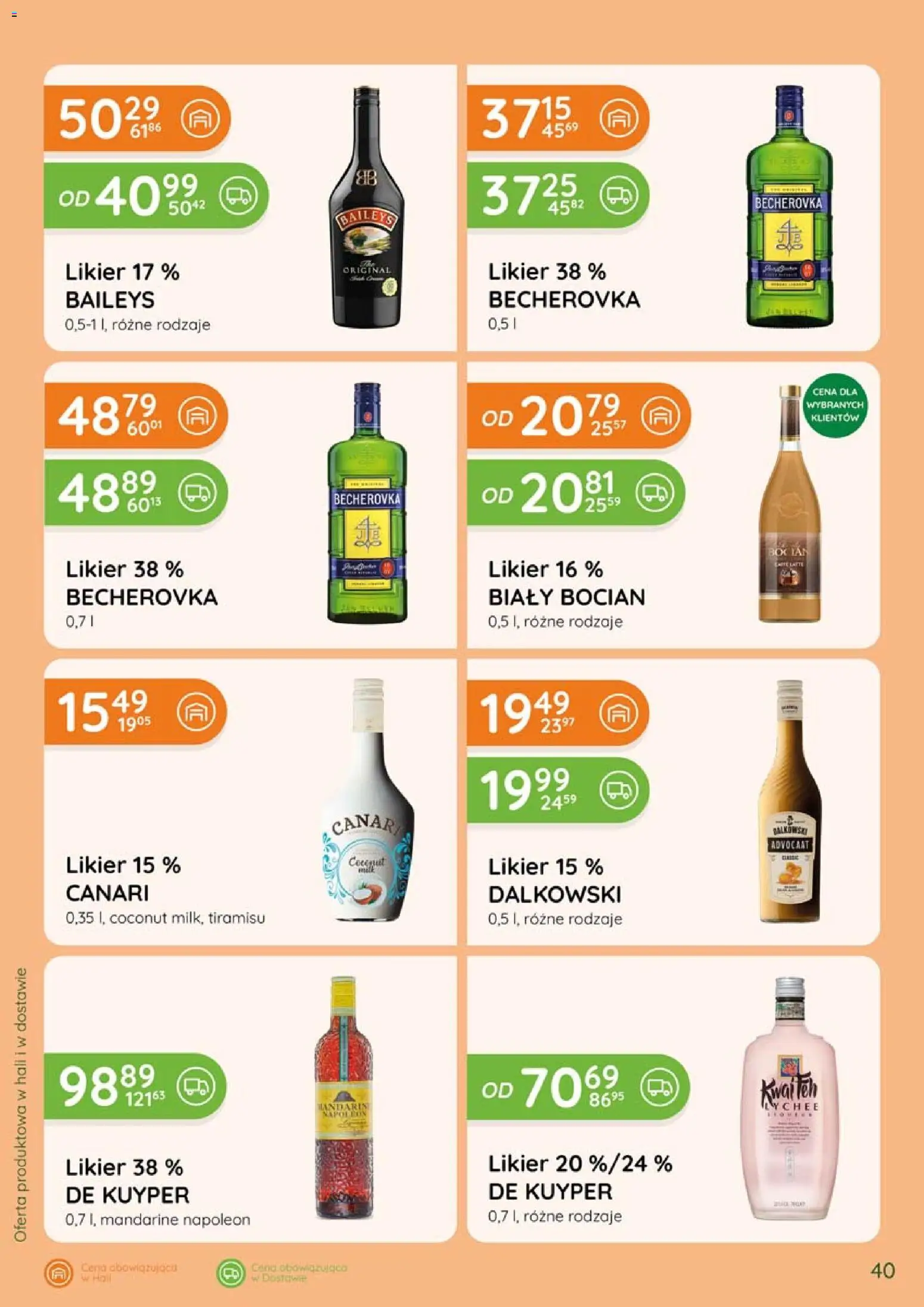 Eurocash gazetka - Katalog Alkoholowy od 01.09.2026 | Strona: 40 | Produkty: Baileys, Tiramisu, Becherovka, Biały Bocian