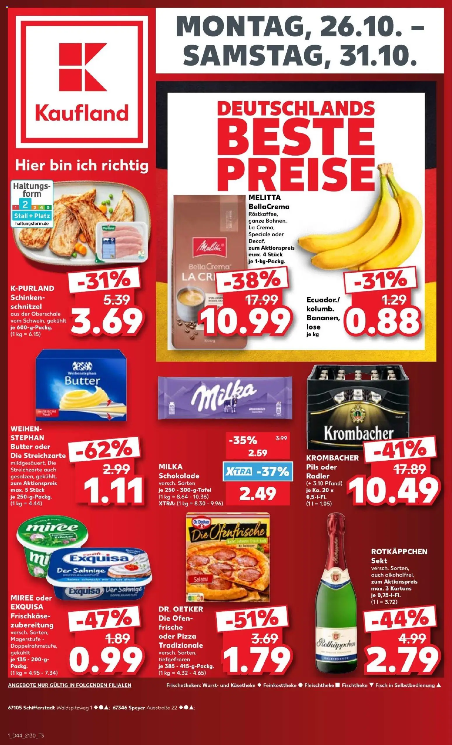 Kaufland Prospekt Speyer – gültig ab 25.10.2026 | Seite: 1 | Produkte: Butter, Pils, Milka, Exquisa