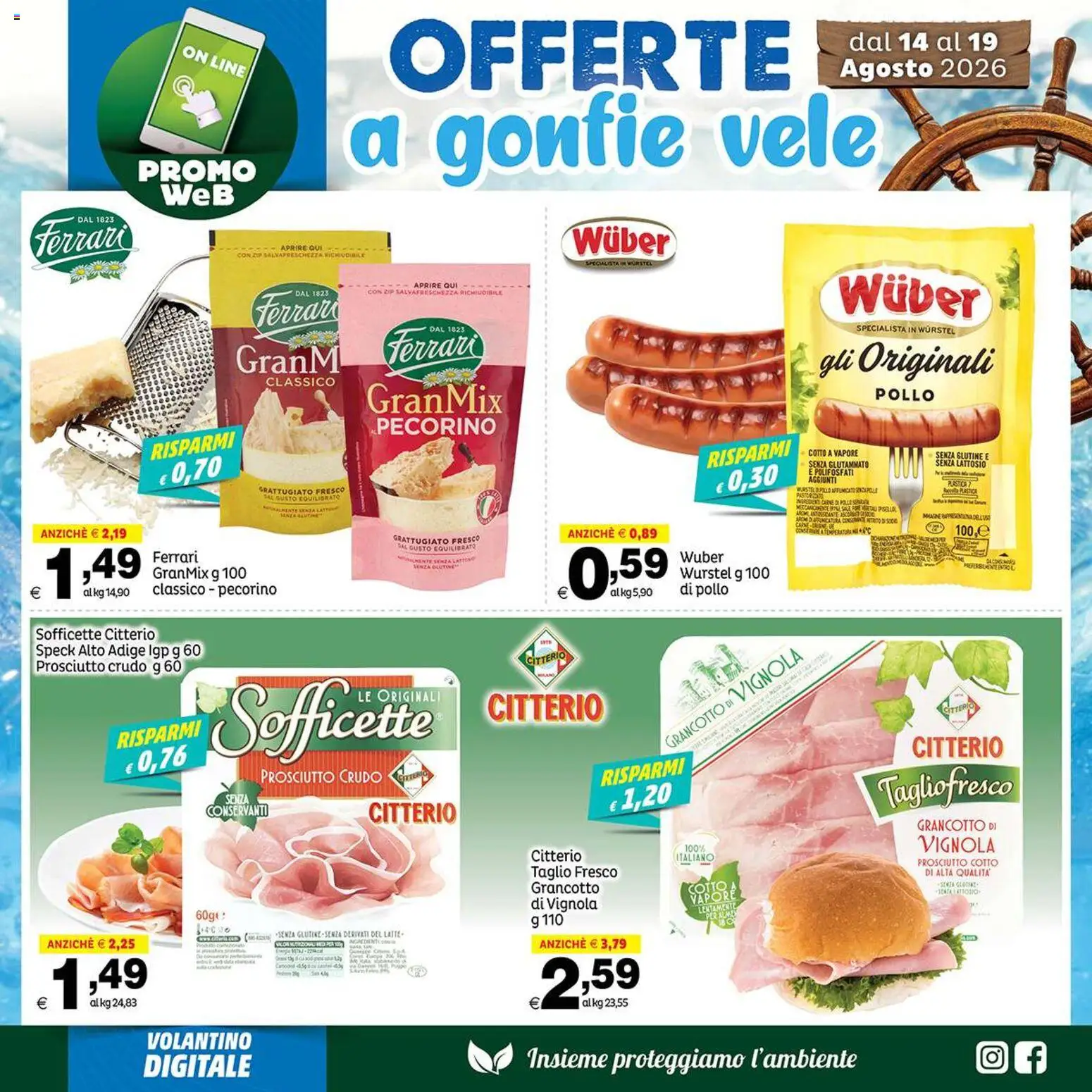 Volantino Elite Supermercati del 14/08/2026 | Pagina: 3 | Prodotti: Prosciutto Crudo, Prosciutto Cotto, Wurstel, Pecorino