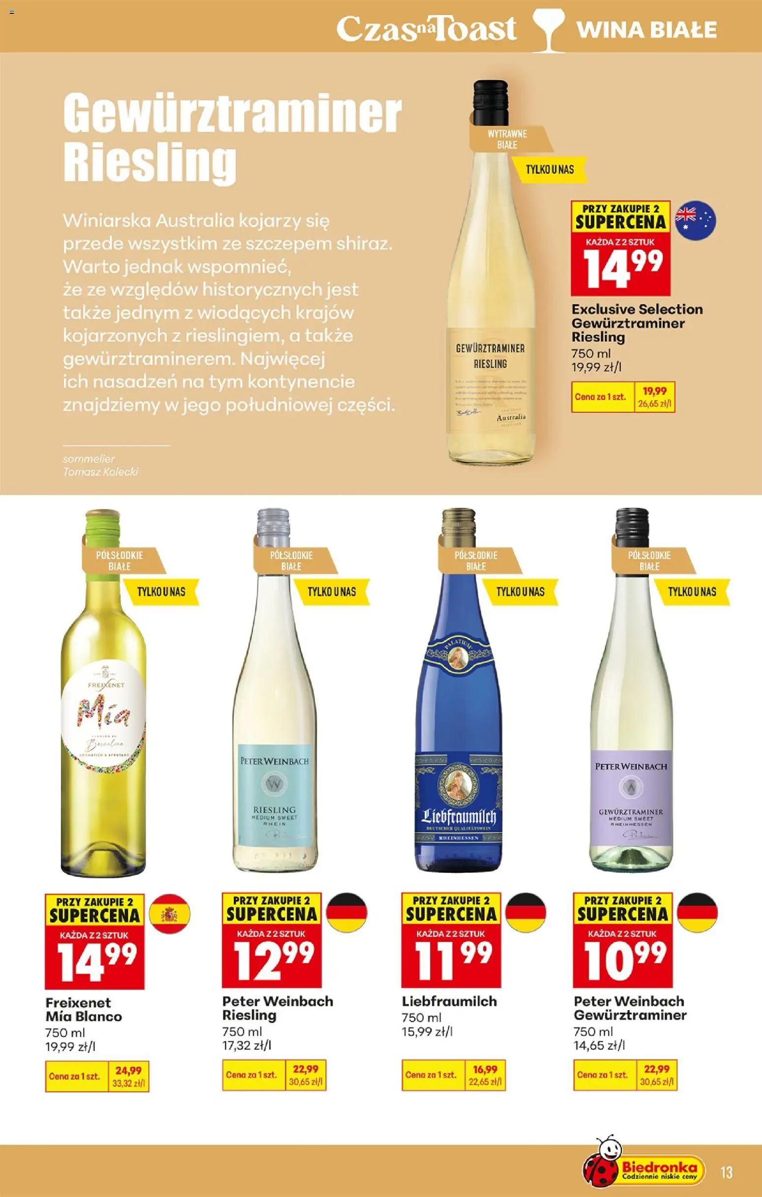 Biedronka Polsko leták - Czas na toast od 04.05.2026 | Strana: 13 | Produkty: Gewürztraminer, Riesling
