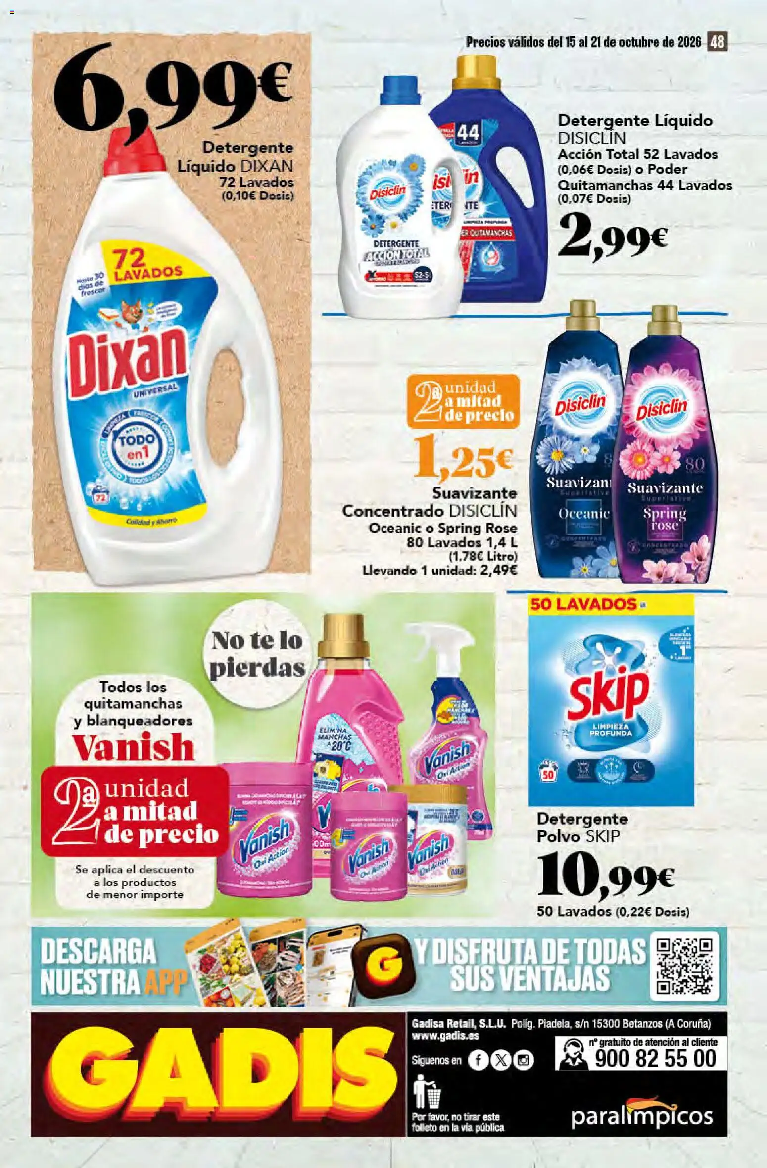 Gadis - folleto │ válido desde el 15/10/2026 | Página: 48 | Productos: Quitamanchas, Detergente, Té, Detergente líquido